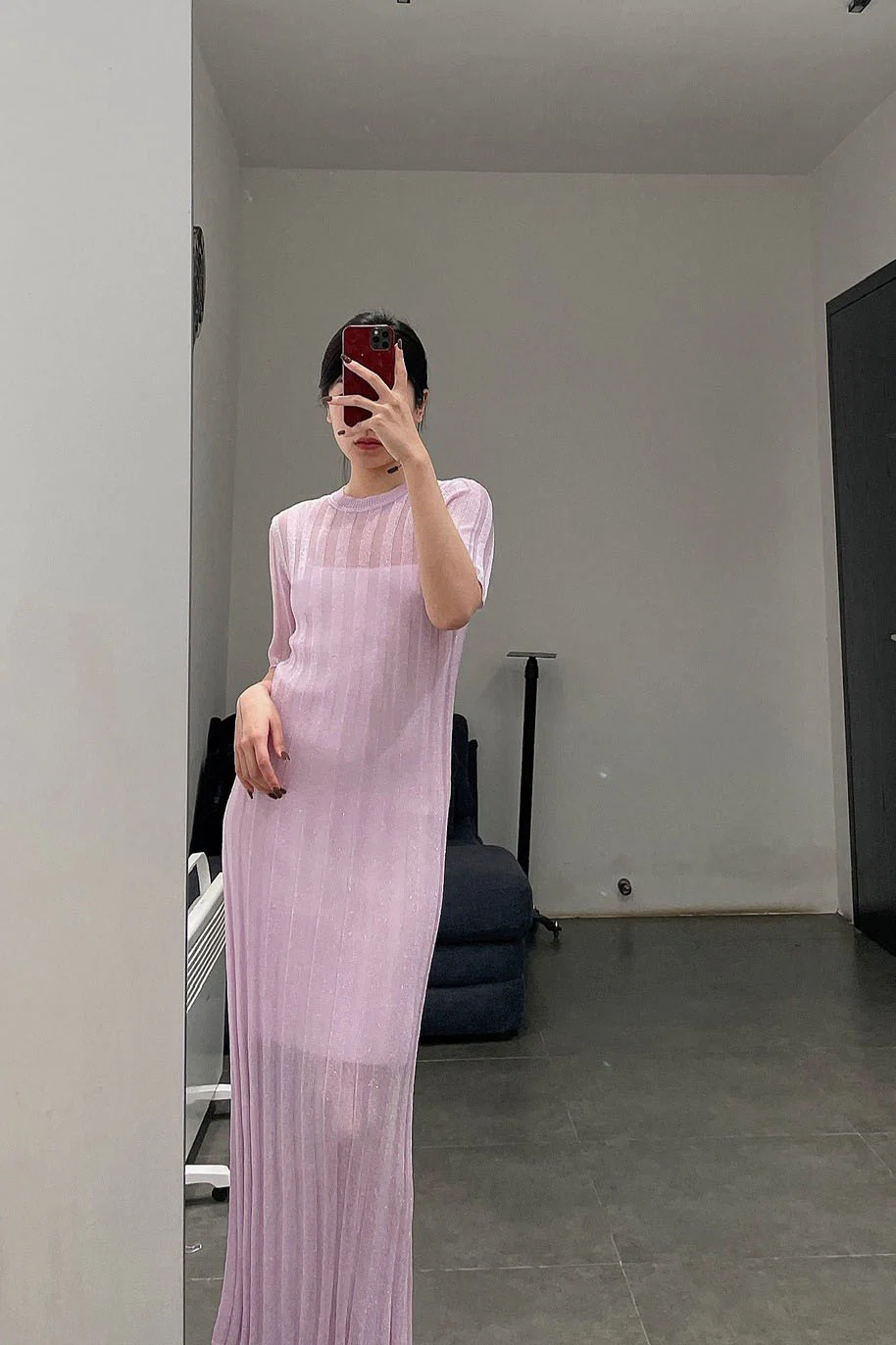 SWAYING/KNIT gradient striped dress (two-piece suit) SW212LS27 purple - Image 2