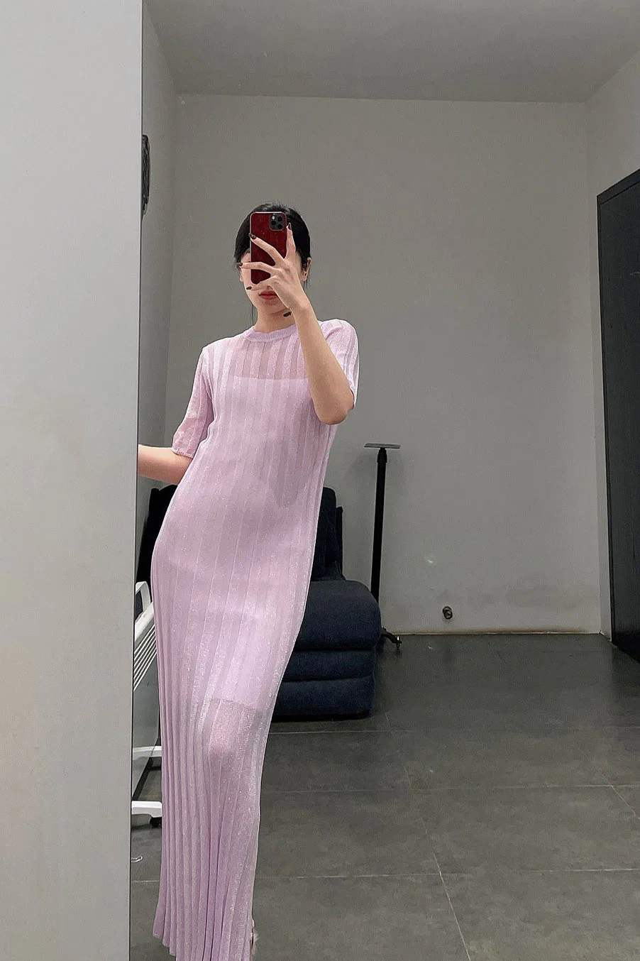 SWAYING/KNIT gradient striped dress (two-piece suit) SW212LS27 purple - Image 4
