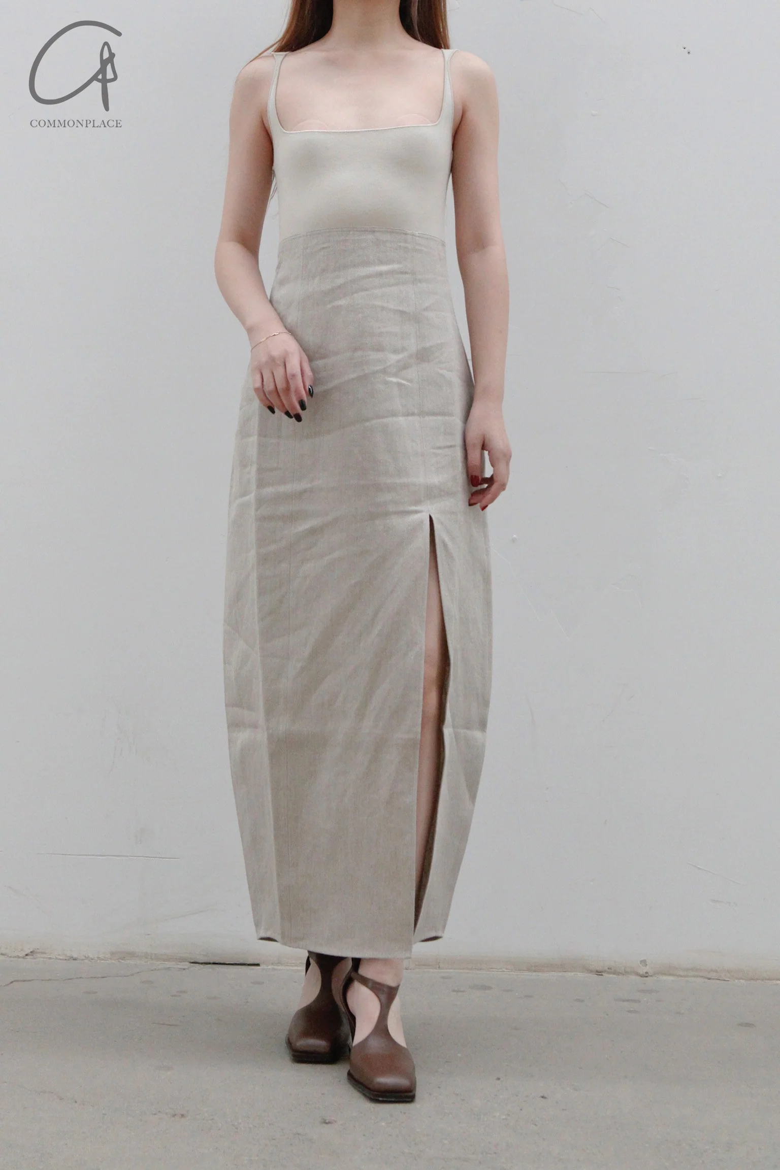 SWAYING/KNIT knitting stitching vest skirt SW23SS2L18 meters gray/linen PS56 - Image 2