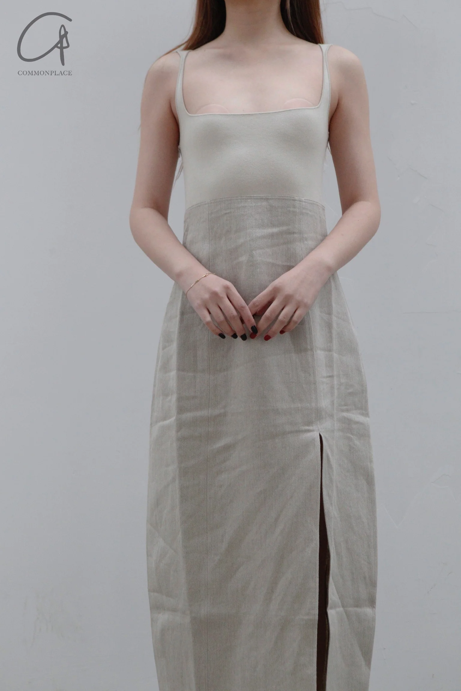SWAYING/KNIT knitting stitching vest skirt SW23SS2L18 meters gray/linen PS56 - Image 4