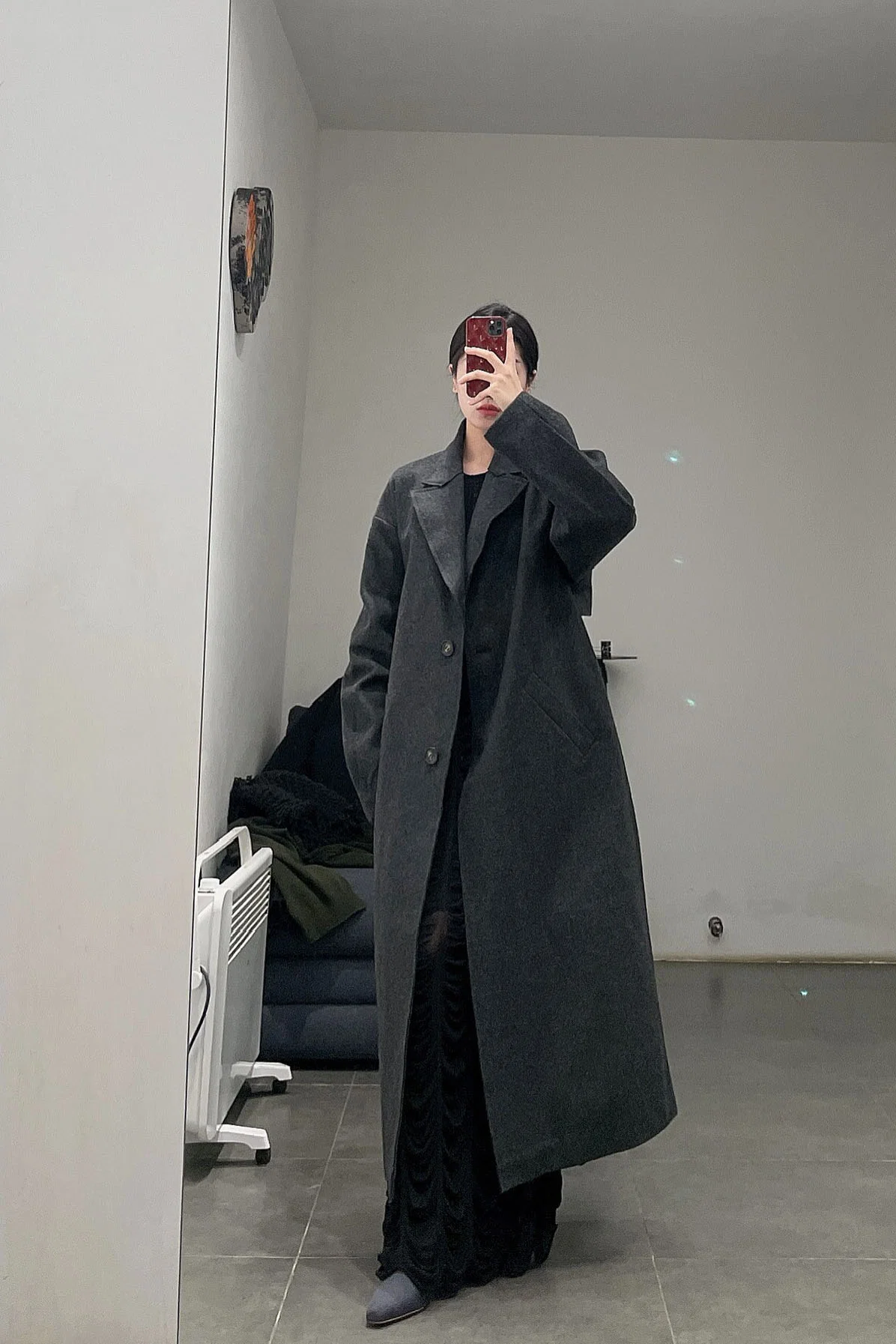 SWAYING/KNIT Long Blazer SW212SZ62 Black Grey PS37 - Image 2