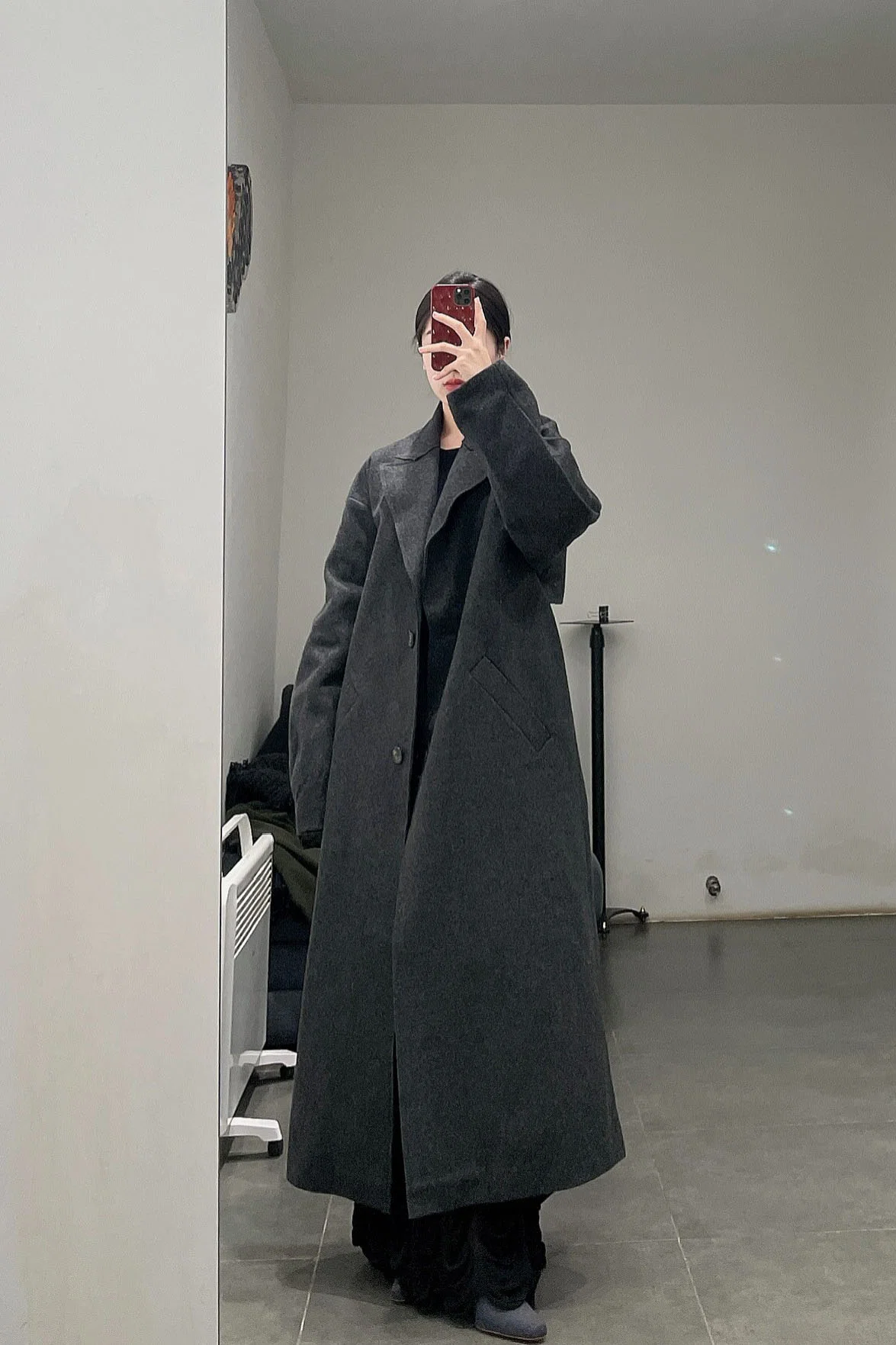 SWAYING/KNIT Long Blazer SW212SZ62 Black Grey PS37 - Image 3