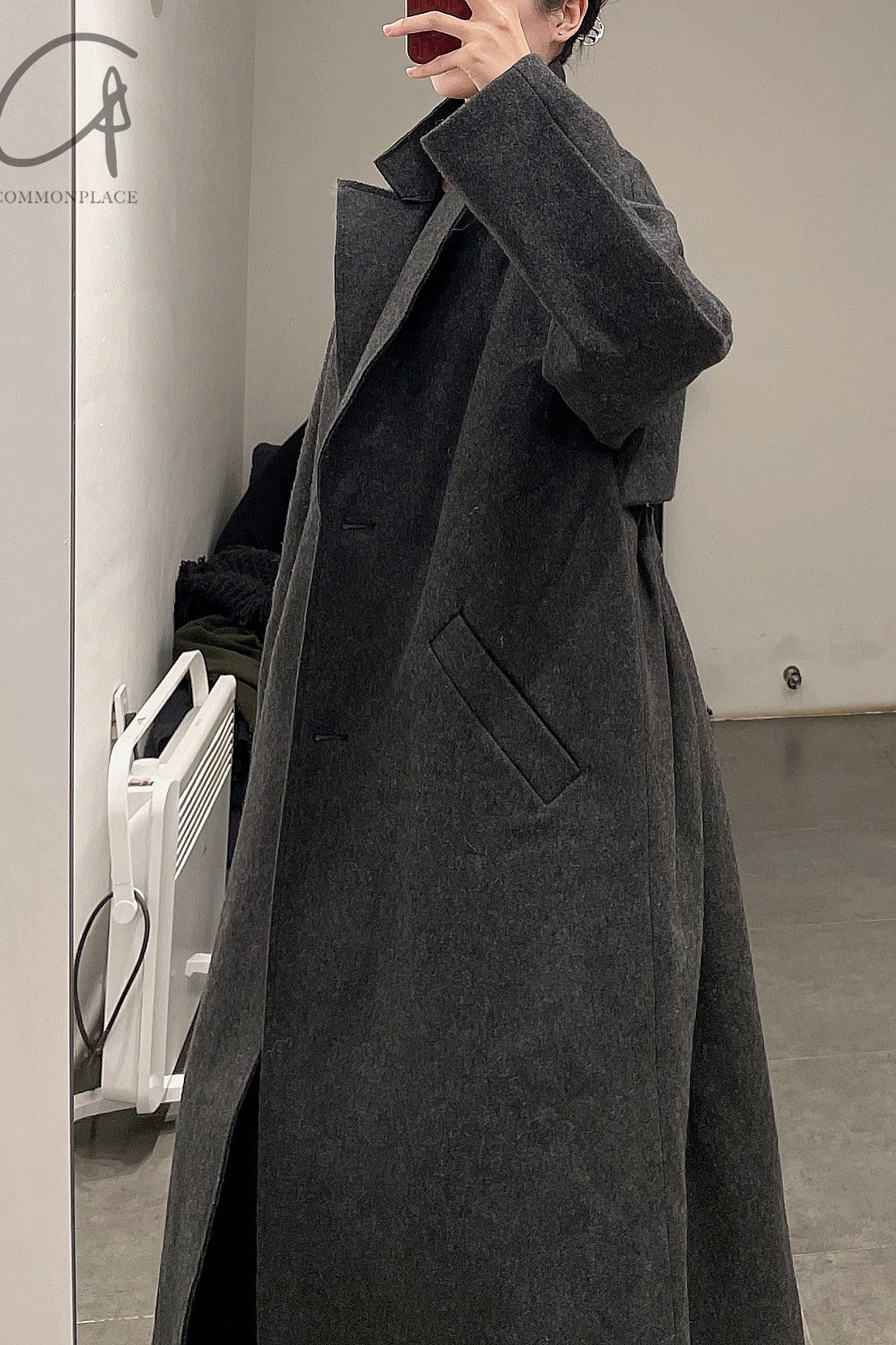 SWAYING/KNIT Long Blazer SW212SZ62 Black Grey PS37 - Image 5