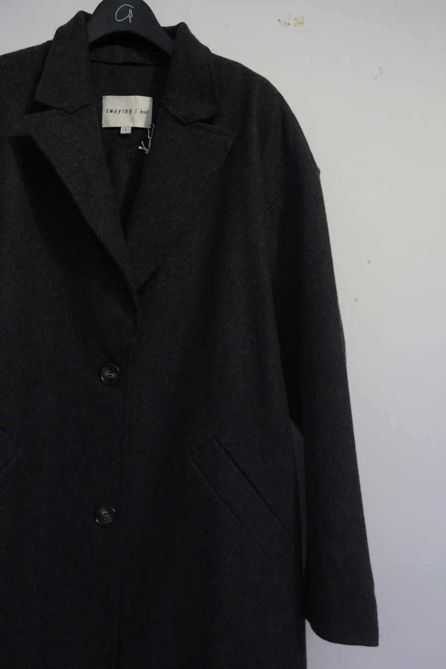 SWAYING/KNIT Long Blazer SW212SZ62 Black Grey PS37 - Image 7