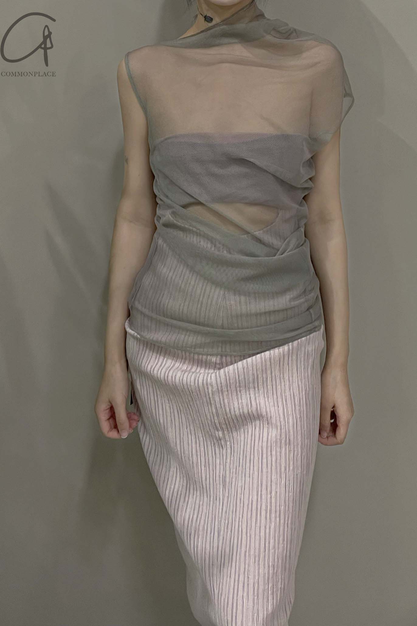 Un Morceau Bandeau Cutout Detail Cocoon Dress UM221LS09 Purple/Grey PUM28 - Image 12