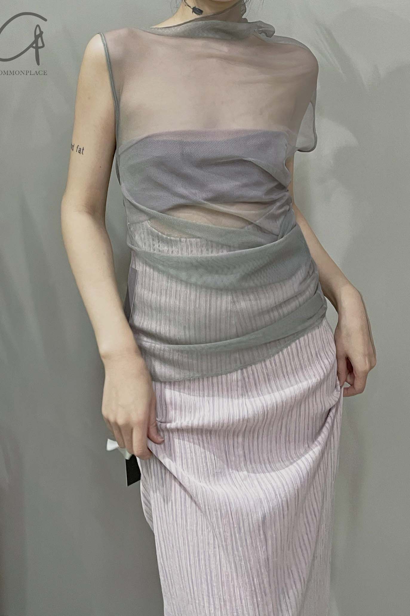 Un Morceau Bandeau Cutout Detail Cocoon Dress UM221LS09 Purple/Grey PUM28 - Image 13