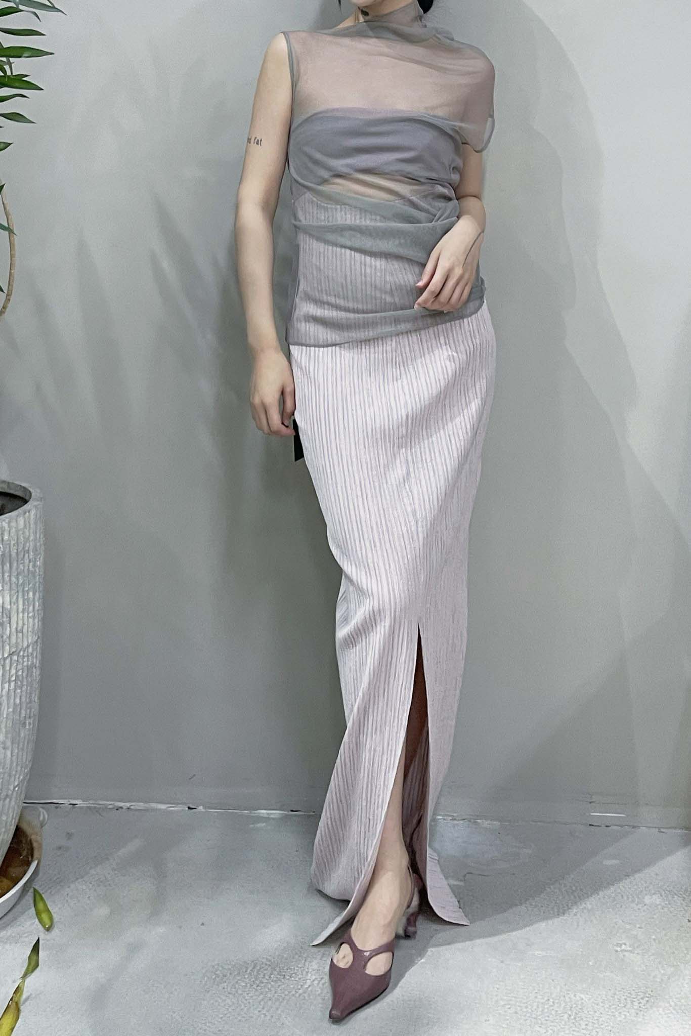 Un Morceau Bandeau Cutout Detail Cocoon Dress UM221LS09 Purple/Grey PUM28 - Image 14