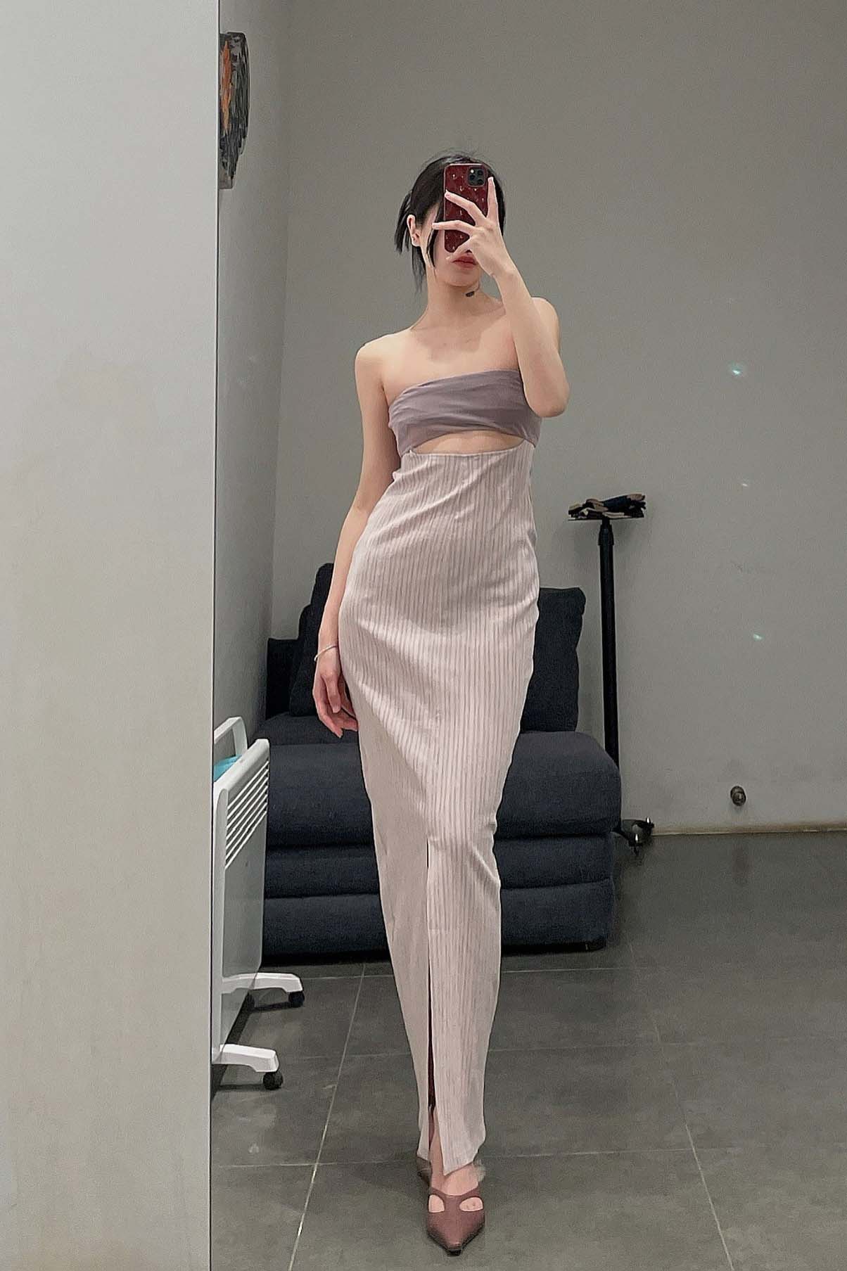 Un Morceau Bandeau Cutout Detail Cocoon Dress UM221LS09 Purple/Grey PUM28 - Image 17