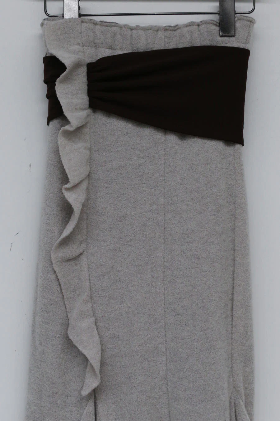 Un Morceau chest pleated wool tube top dress UM212LS12 gray/brown - Image 10