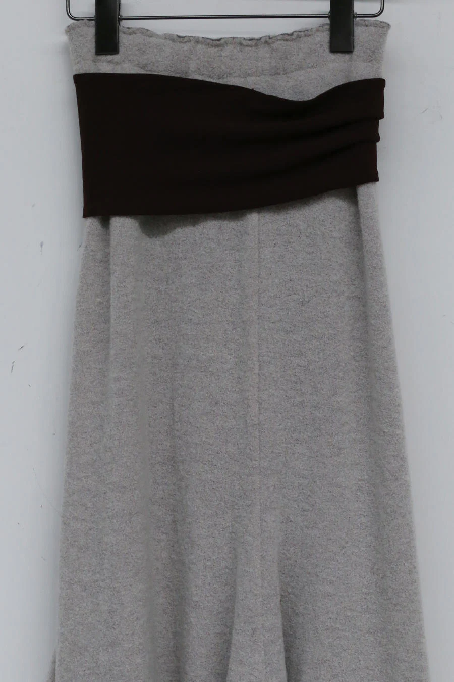 Un Morceau chest pleated wool tube top dress UM212LS12 gray/brown - Image 13