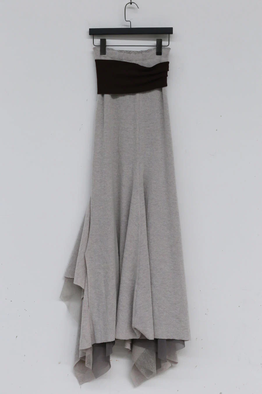 Un Morceau chest pleated wool tube top dress UM212LS12 gray/brown - Image 15