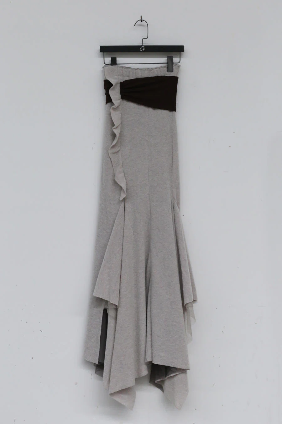 Un Morceau chest pleated wool tube top dress UM212LS12 gray/brown - Image 9