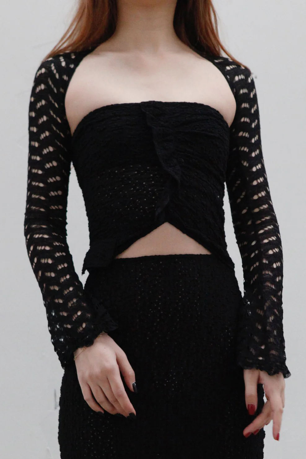 Un Morceau elastic cave lace cuff UM231PS07 black PUM39