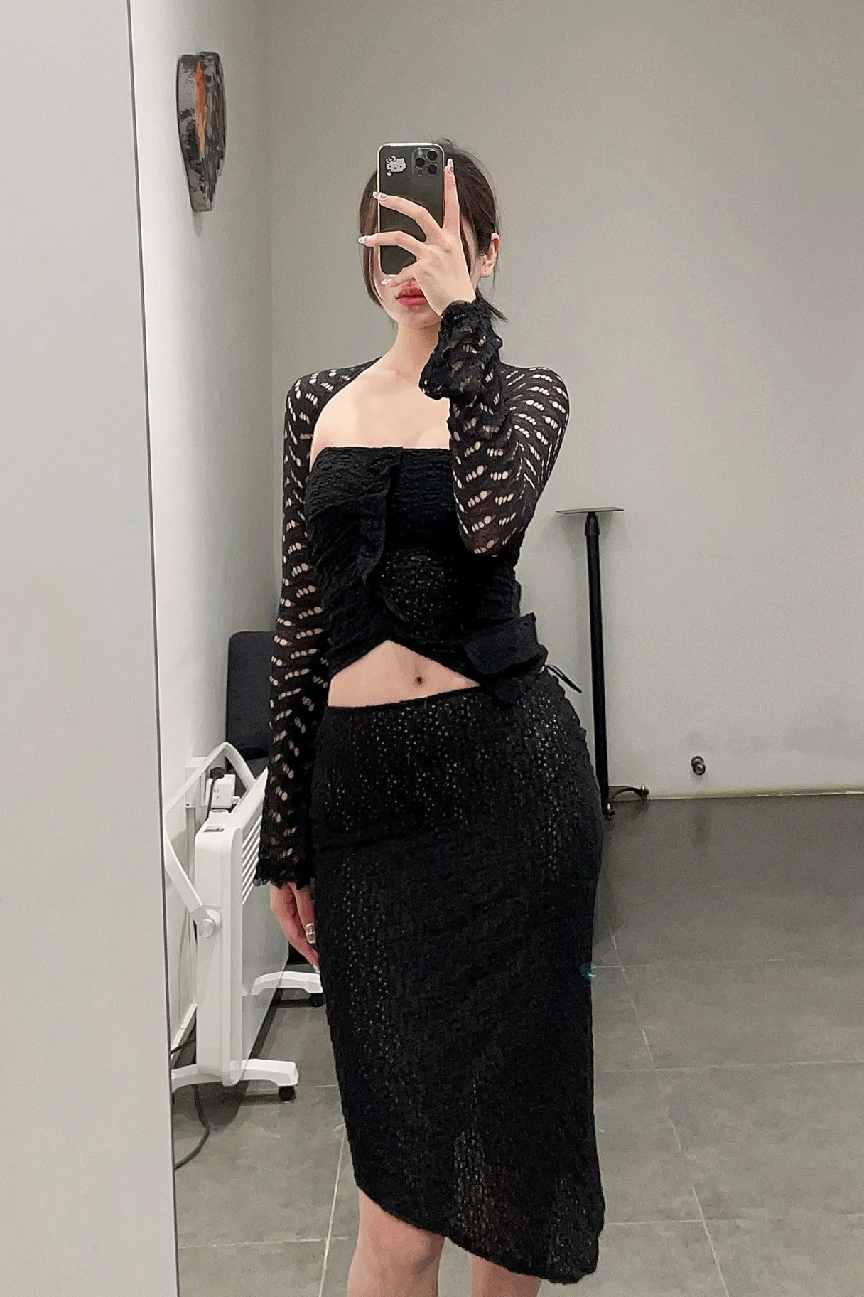 Un Morceau elastic cave lace cuff UM231PS07 black PUM39 - Image 9