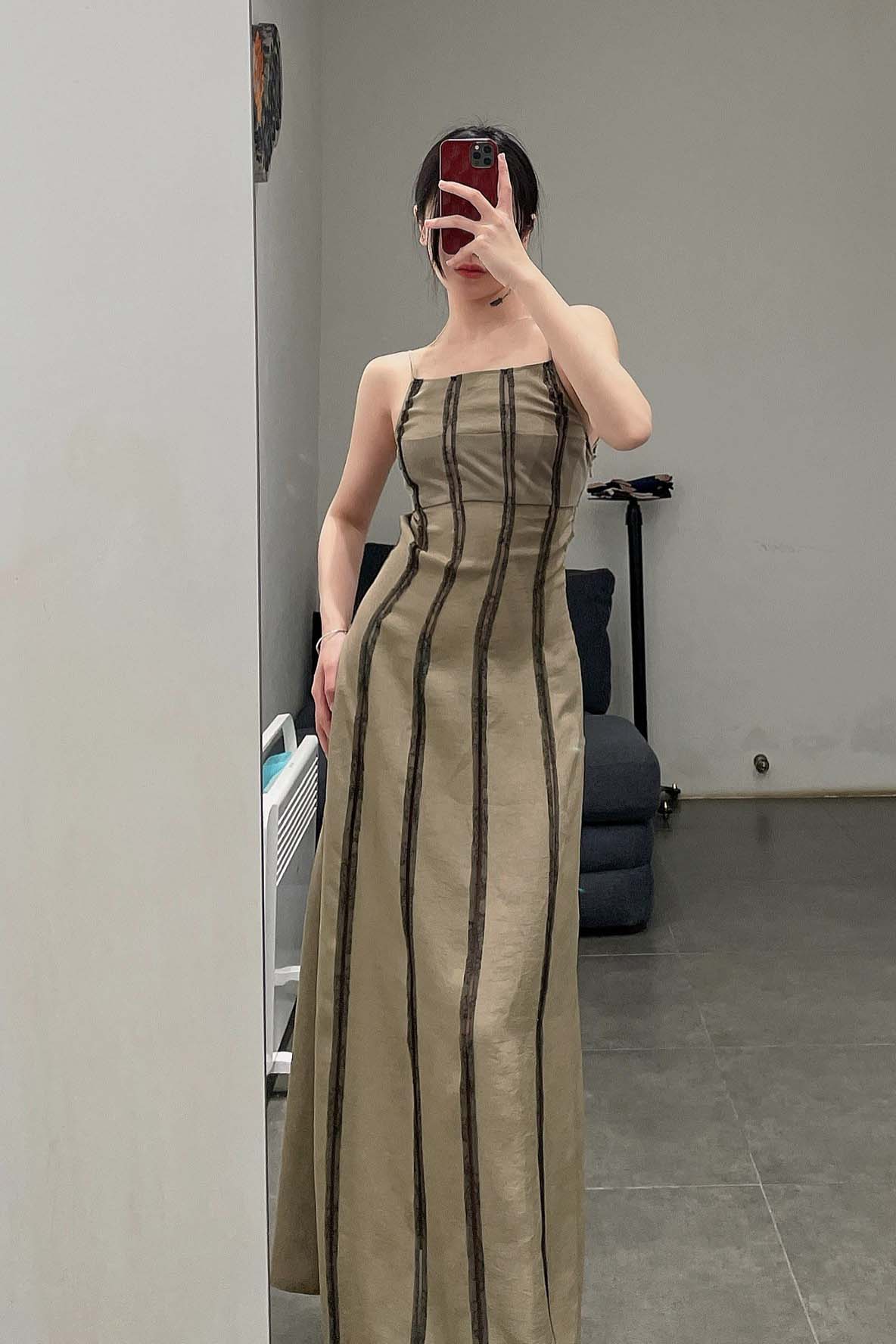 Un Morceau Lace Patchwork Acetate Slip Dress UM221LS04 Khaki/Bean Green - Image 11