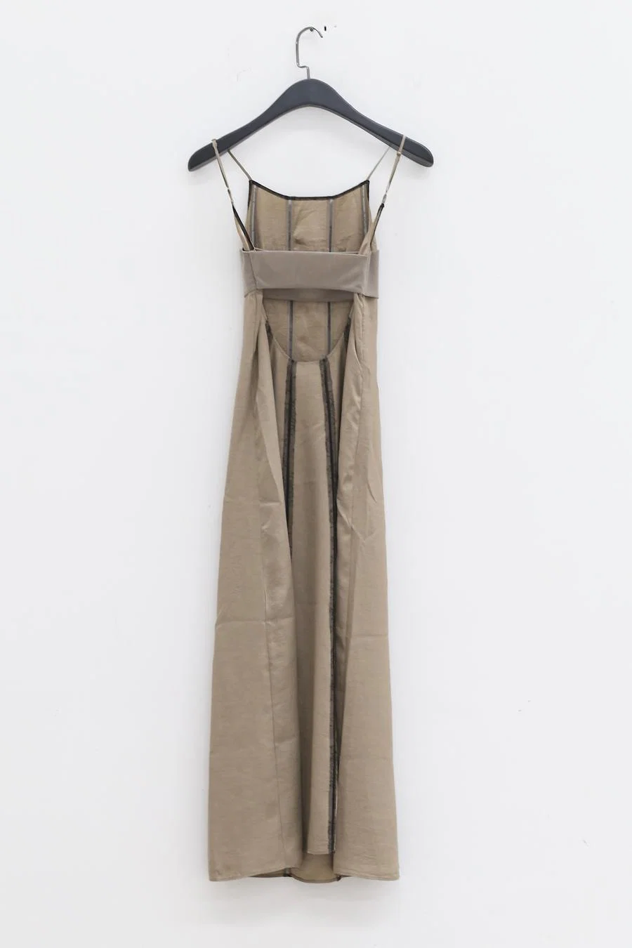 Un Morceau Lace Patchwork Acetate Slip Dress UM221LS04 Khaki/Bean Green - Image 7
