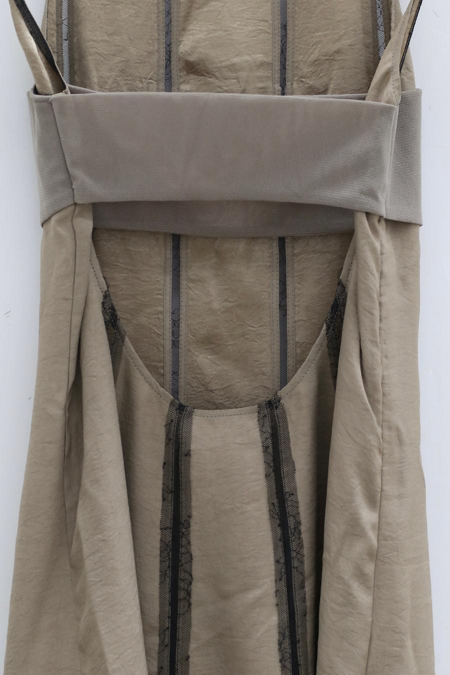 Un Morceau Lace Patchwork Acetate Slip Dress UM221LS04 Khaki/Bean Green - Image 9
