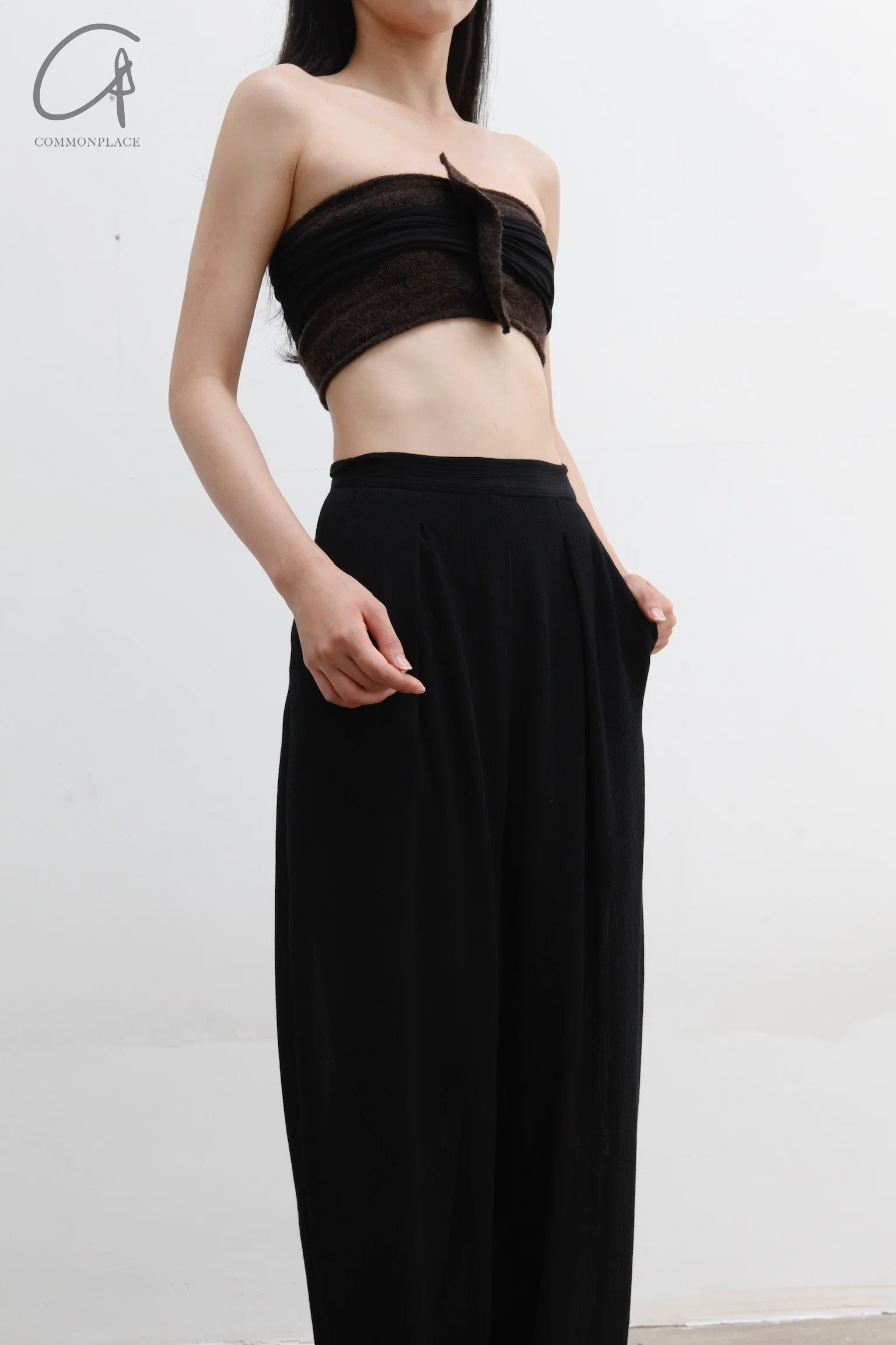 Un Morceau pleated embellished wool tube top UM212SZ25 - Image 3