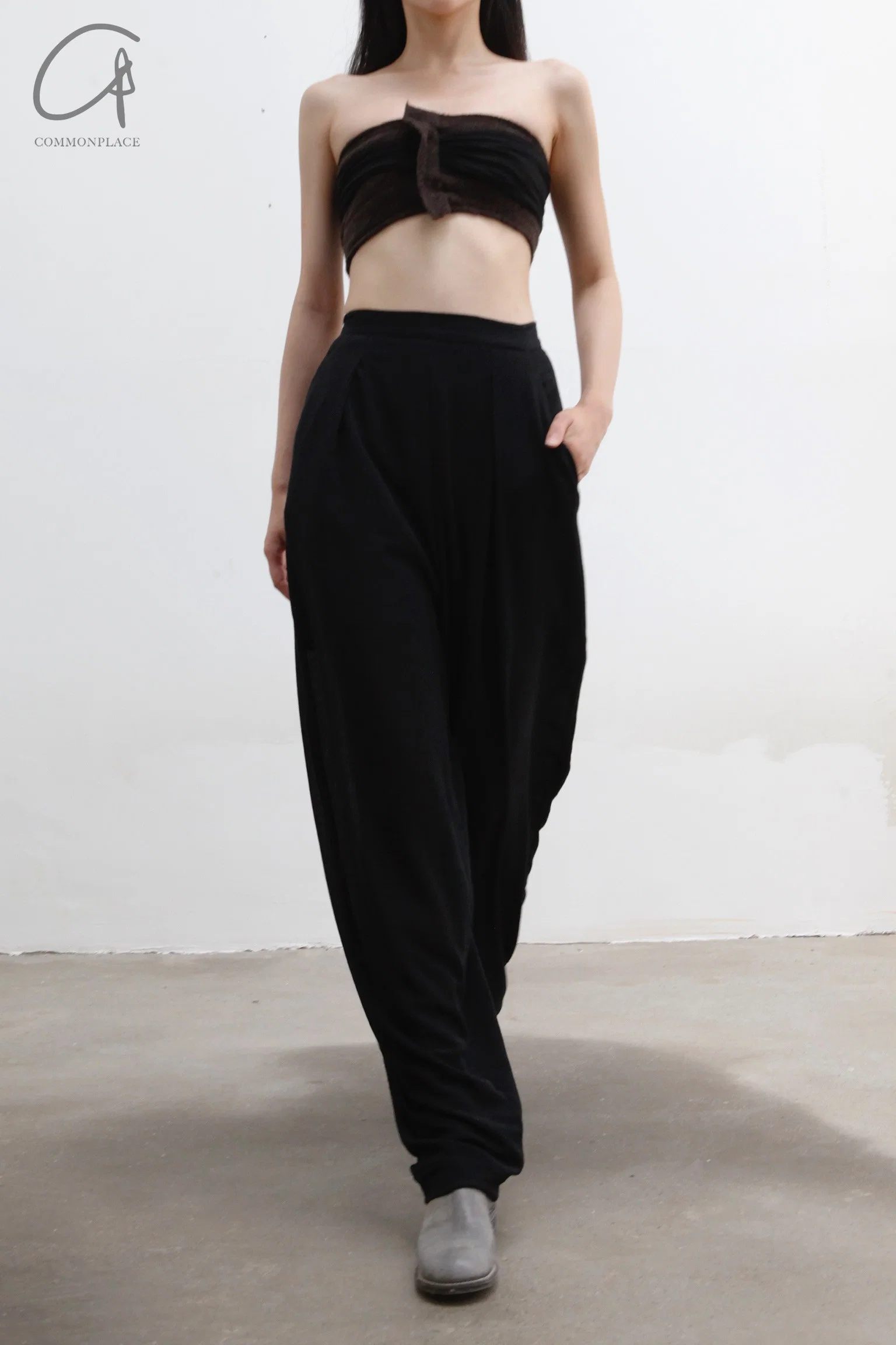 Un Morceau pleated embellished wool tube top UM212SZ25 - Image 4