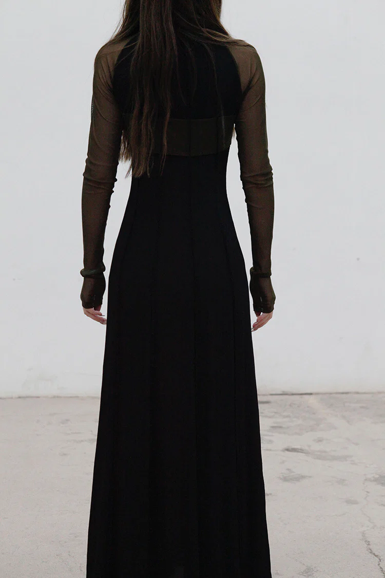 Un Morceau Raglan High Collar Chest Stitching Dress UM212LS08 PUM12 - Image 4