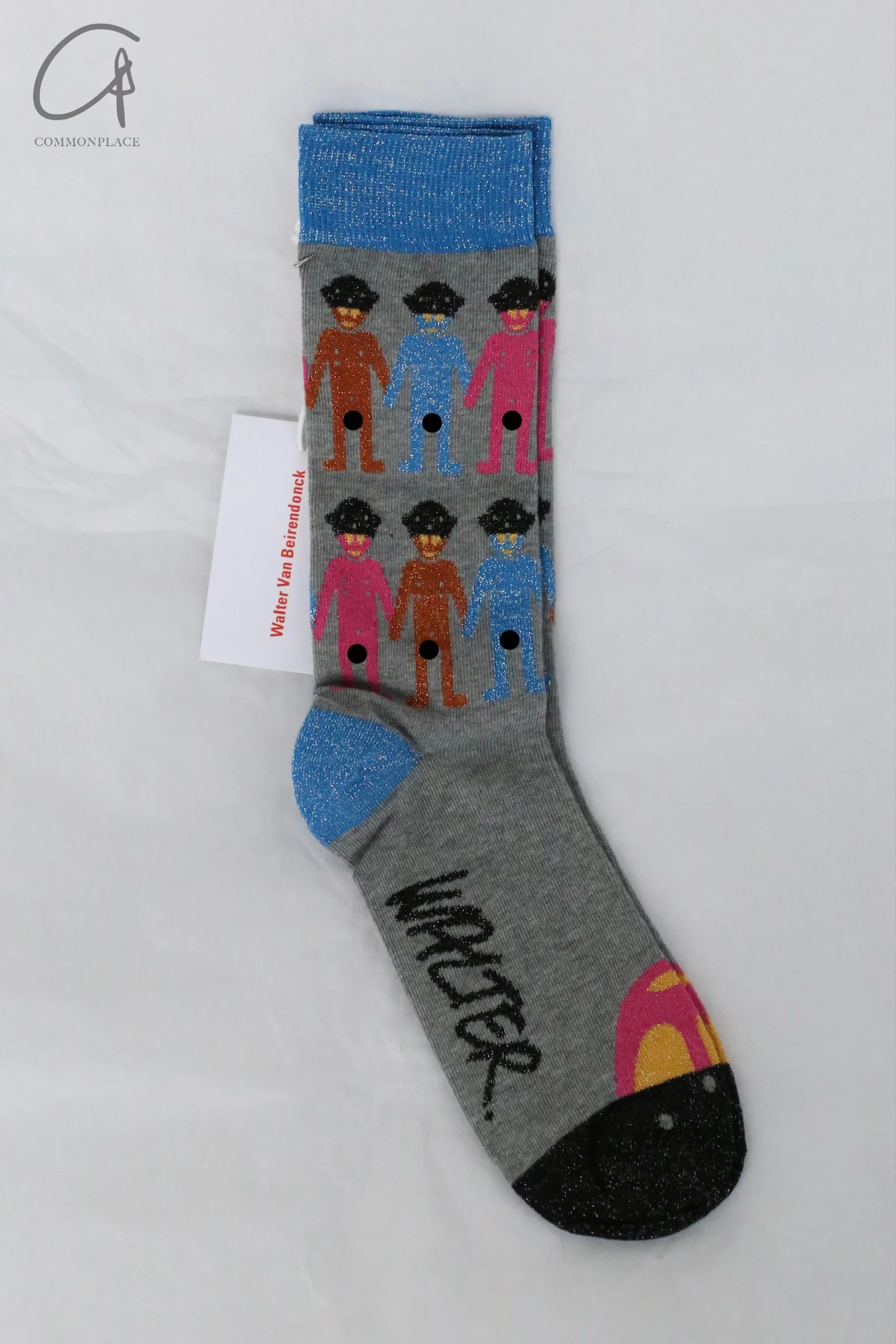 Walter Van Beirendonck printed mid-calf socks 9001 gray 3 - Image 2