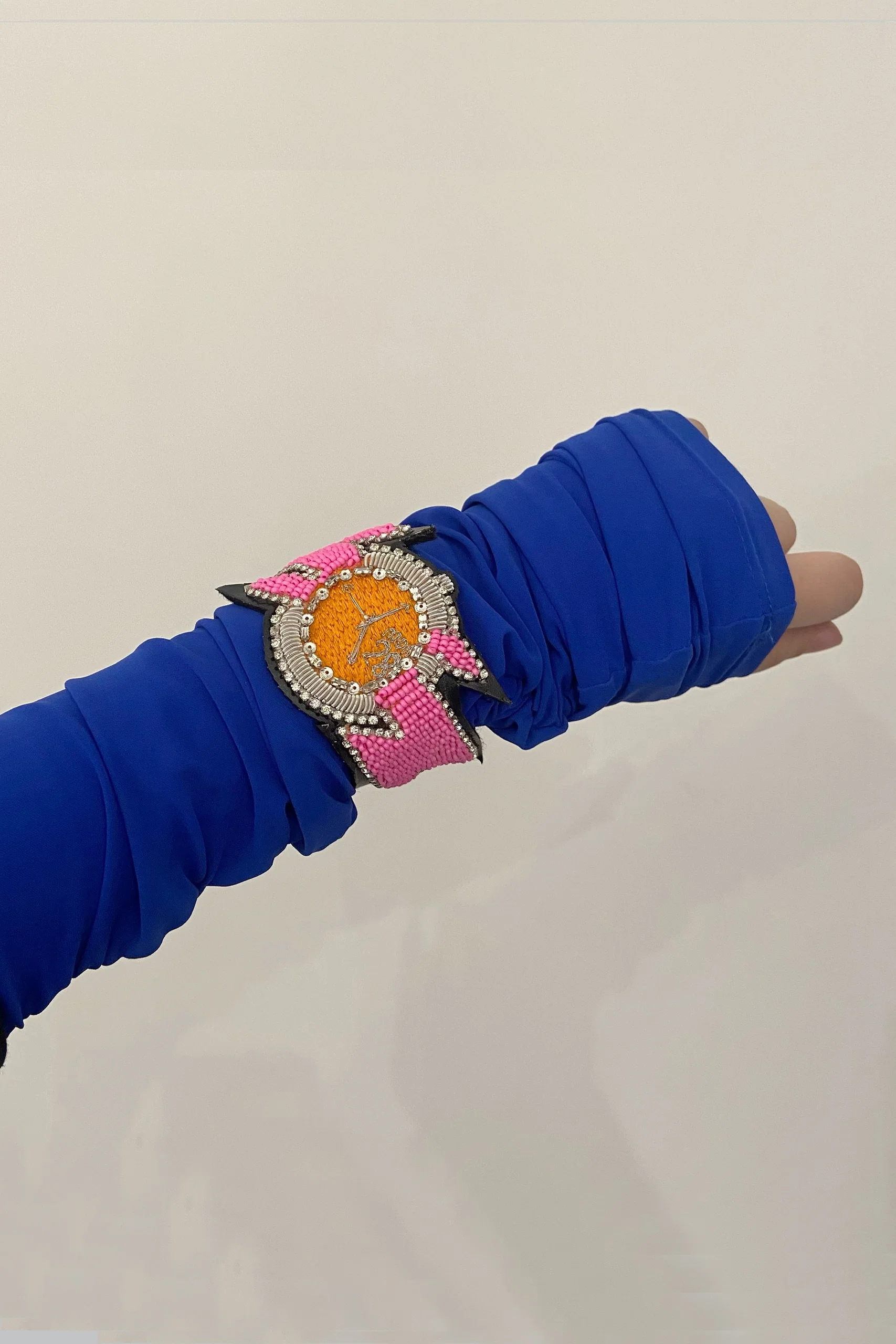 Walter Van Beirendonck embroidered bracelet 9010 pink PWVB4 - Image 6