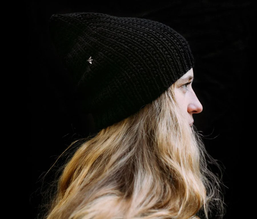 WERKSTATT MUNCHEN cashmere hat M8011 BE BL PWM3 black sterling silver bee - Image 5