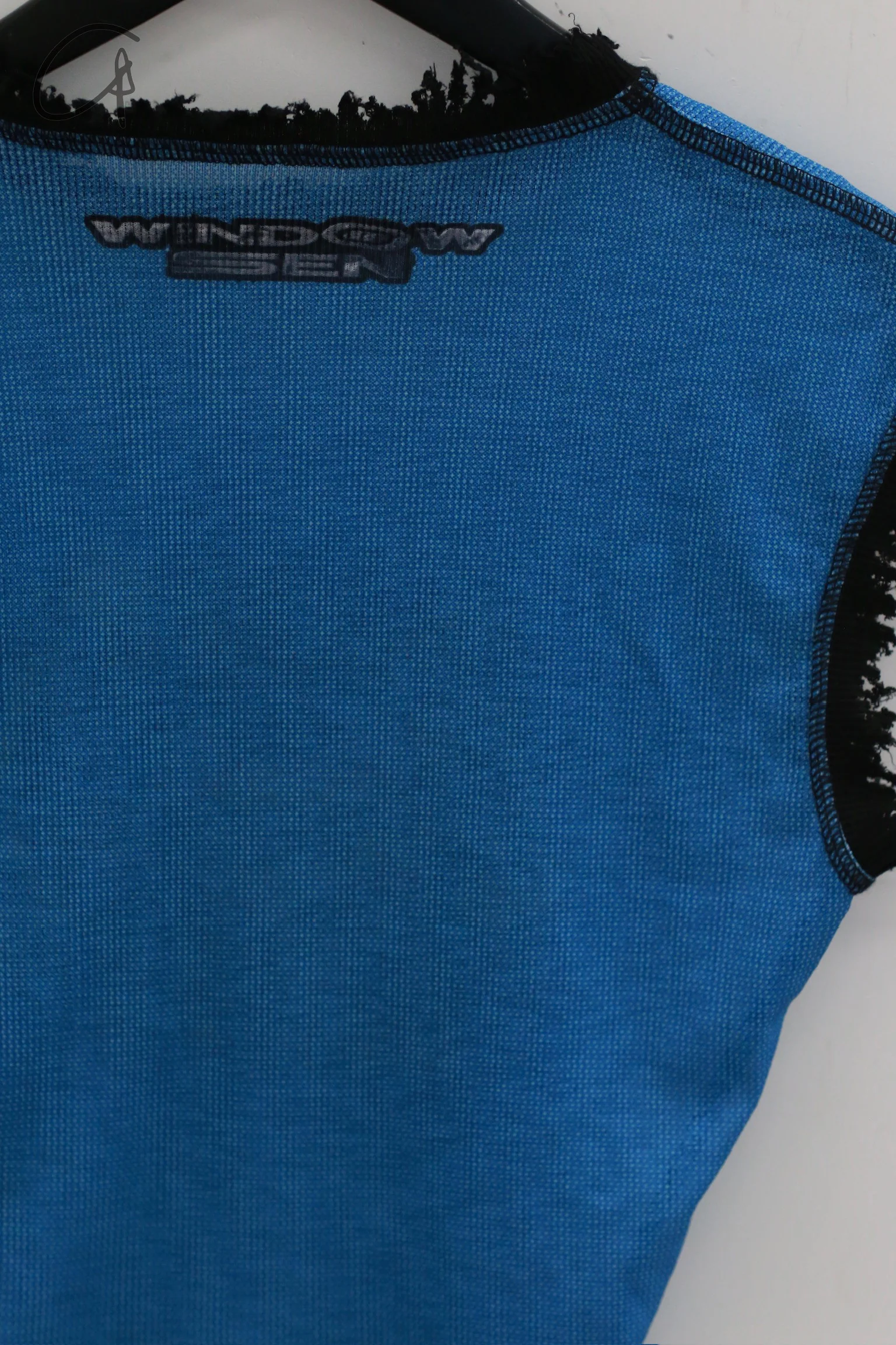 windowsen destroyed pattern collar top WDS-24T016-LAN blue - Image 4
