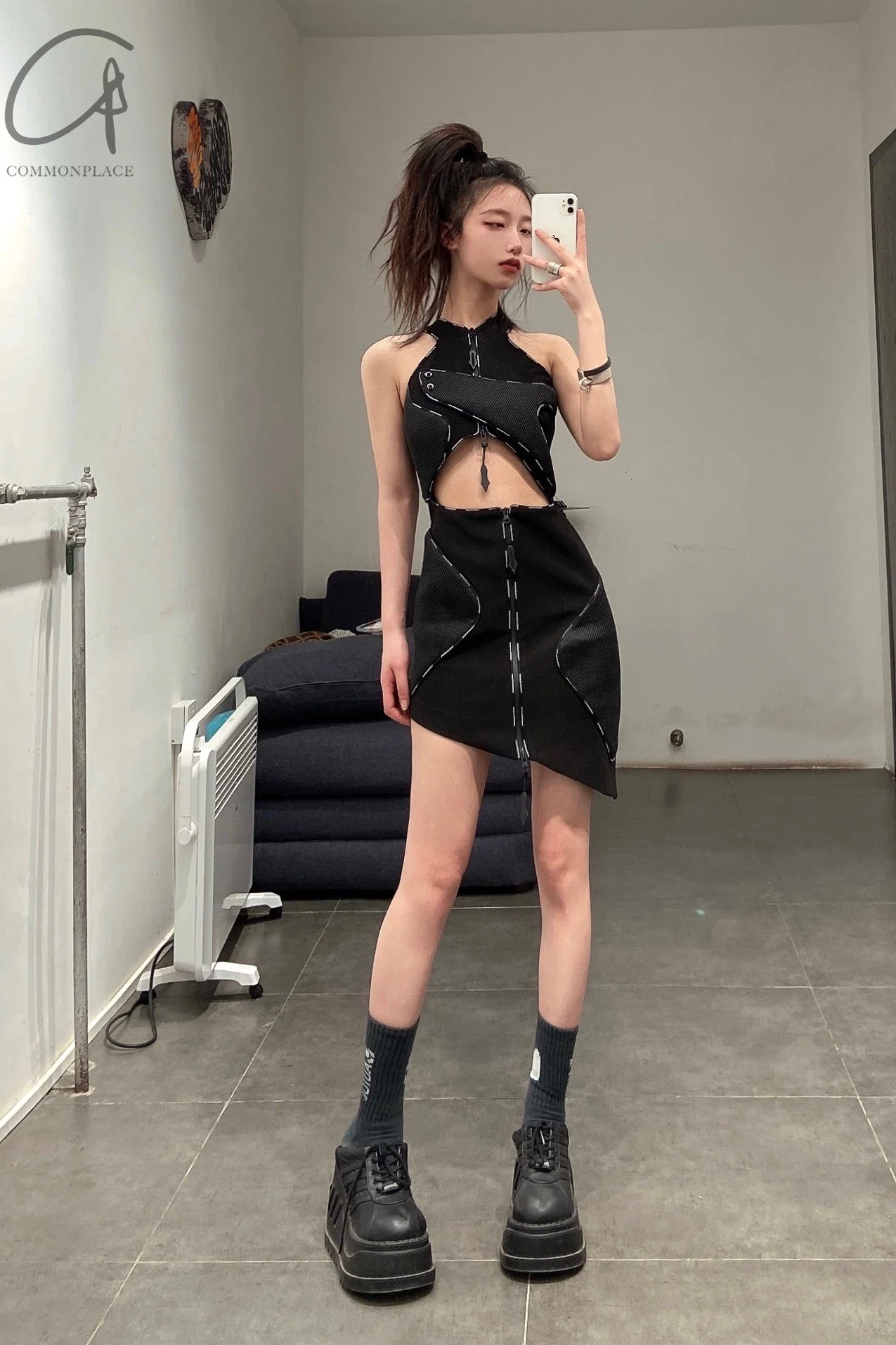 WINDOWSEN Mesh Colorblock Dress SS22D004BK - Image 10