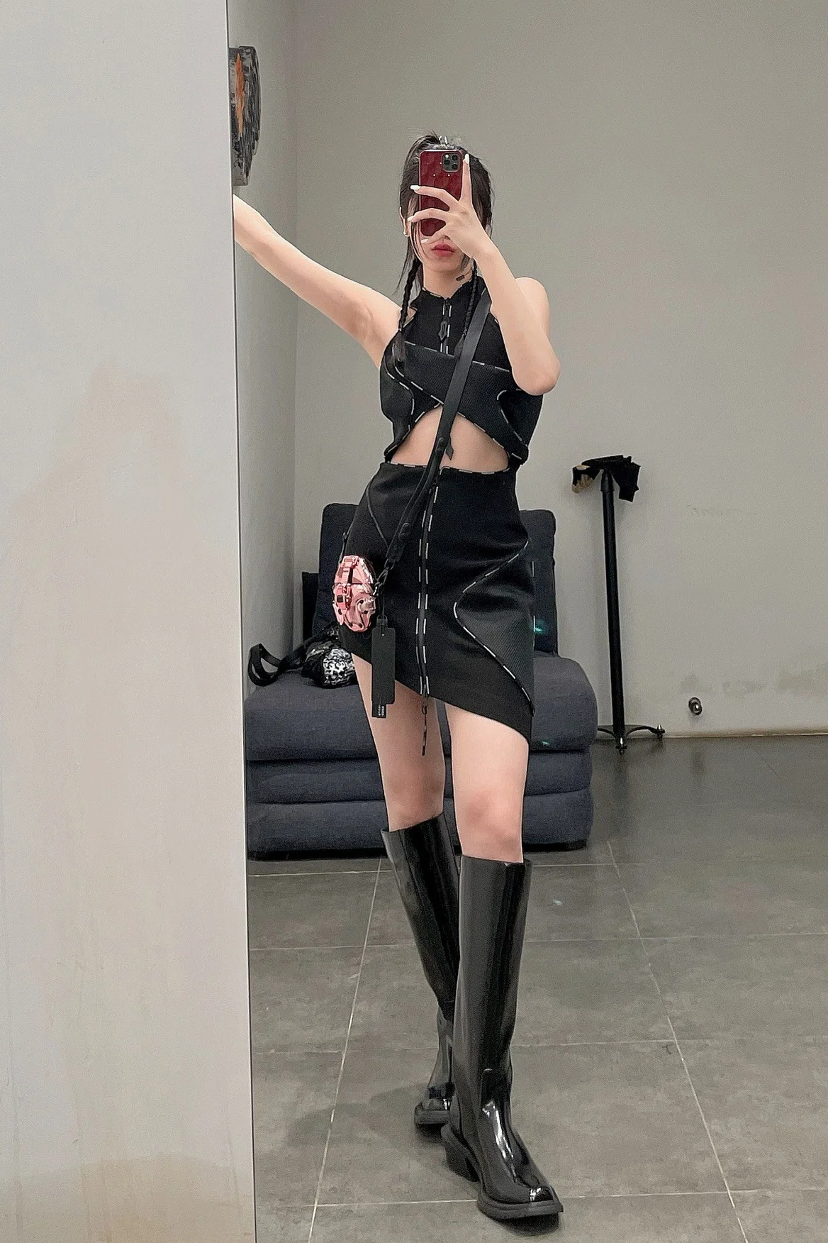WINDOWSEN Mesh Colorblock Dress SS22D004BK - Image 15