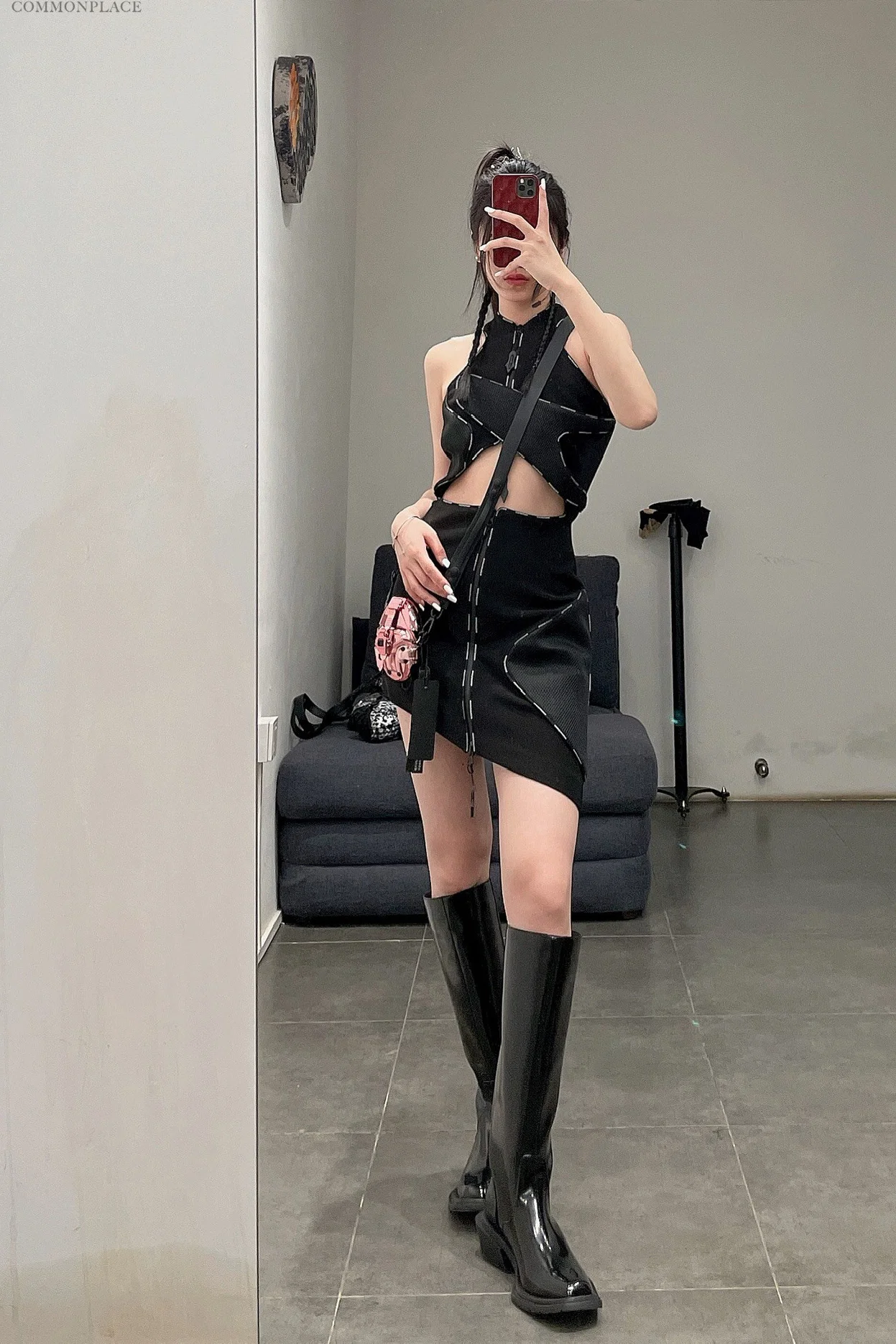 WINDOWSEN Mesh Colorblock Dress SS22D004BK - Image 16