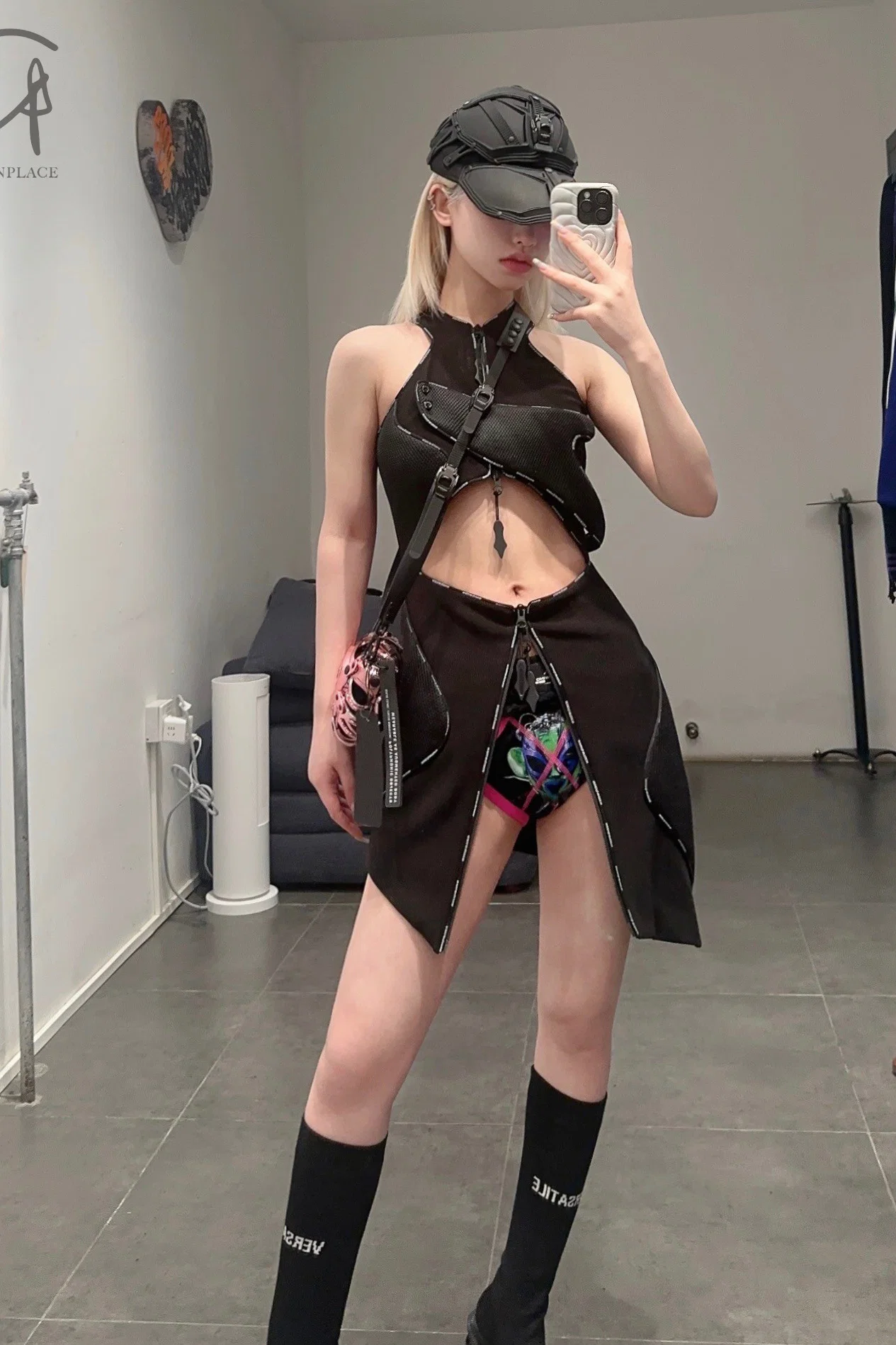 WINDOWSEN Mesh Colorblock Dress SS22D004BK - Image 7