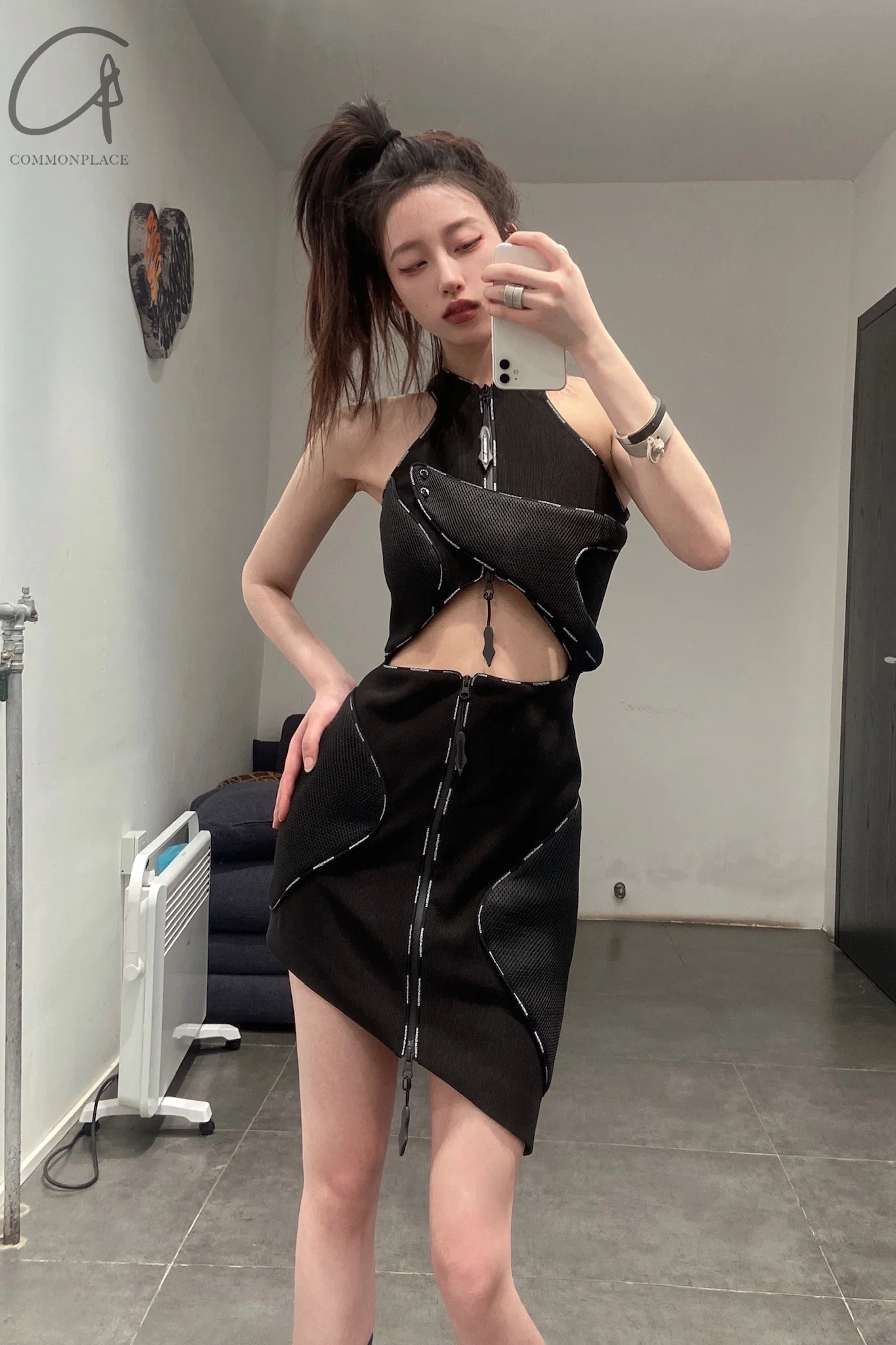 WINDOWSEN Mesh Colorblock Dress SS22D004BK - Image 9
