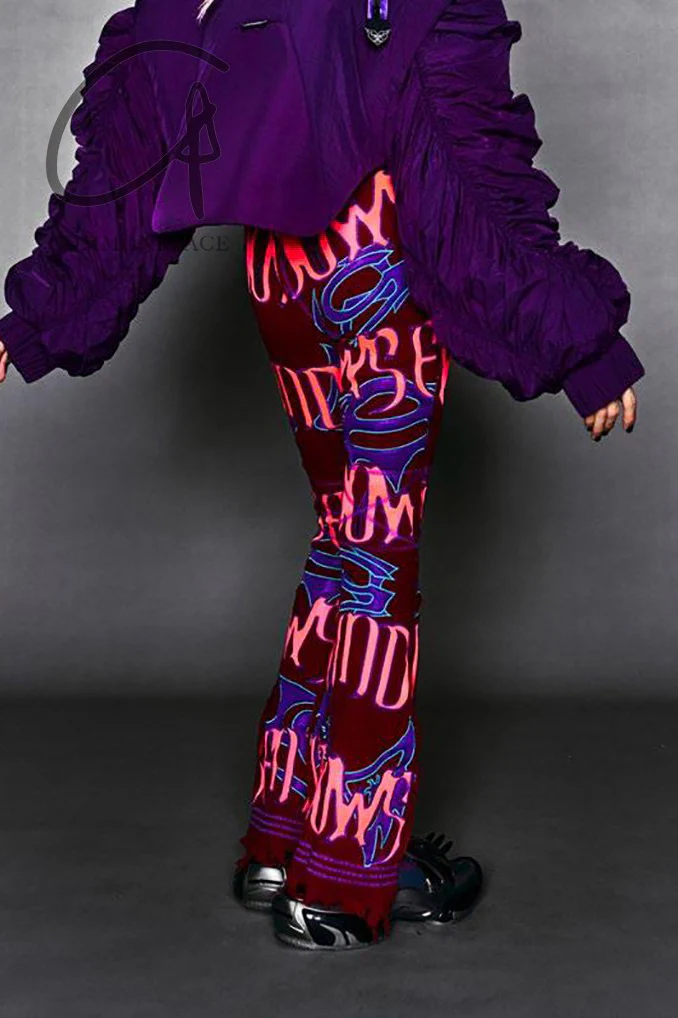 WINDOWSEN Patterned ribbed flared pants 24P003BG - Image 5