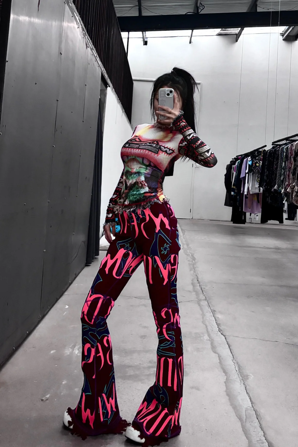 WINDOWSEN Patterned ribbed flared pants 24P003BG - Image 9