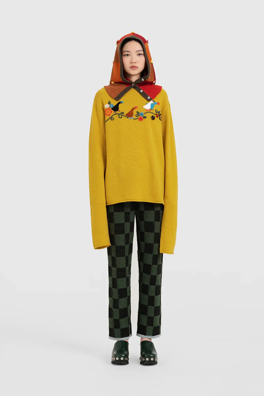 YANYAN KNITS 2025 Fall/Winter Plaid Hooded Top YYK-YYW24-1732-CHENG Orange - Image 10