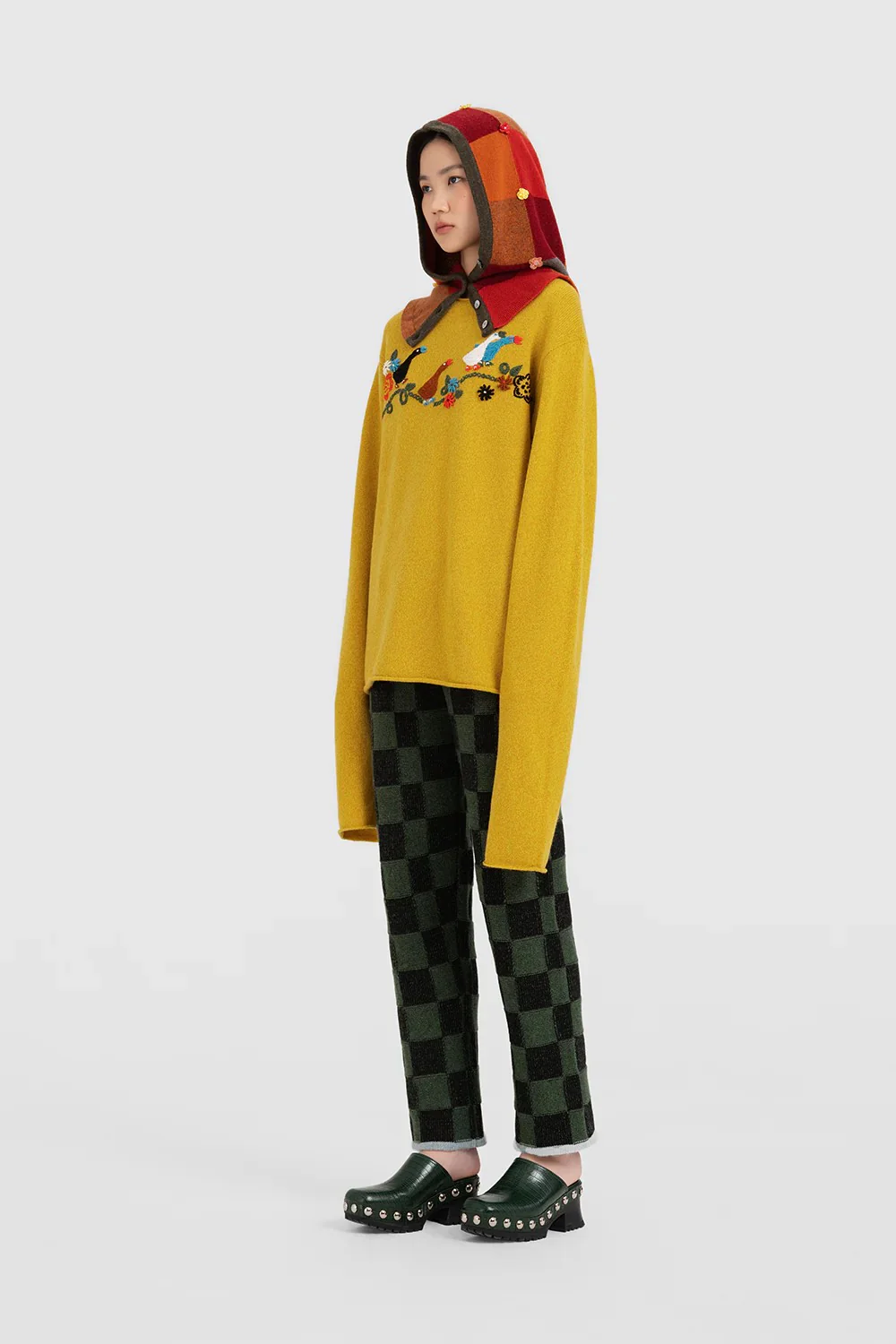 YANYAN KNITS 2025 Fall/Winter Plaid Hooded Top YYK-YYW24-1732-CHENG Orange - Image 11
