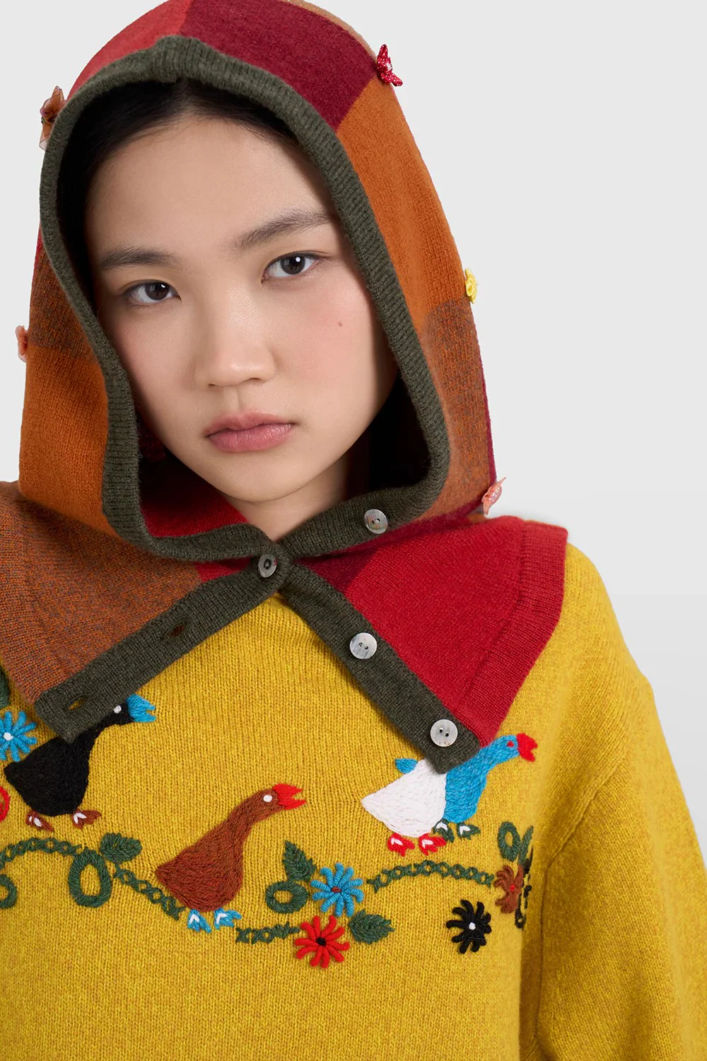 YANYAN KNITS 2025 Fall/Winter Plaid Hooded Top YYK-YYW24-1732-CHENG Orange - Image 8