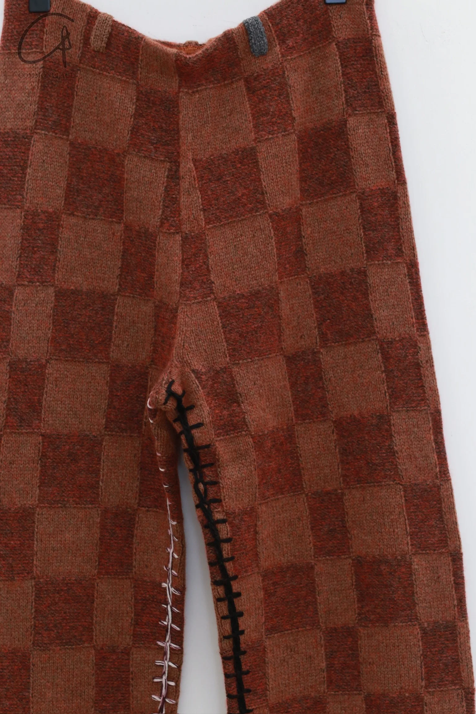 YANYAN KNITS 24 Autumn and Winter Lambswool Knitted Plaid Pants YYK-YYW24-1571-HONG Red - Image 3