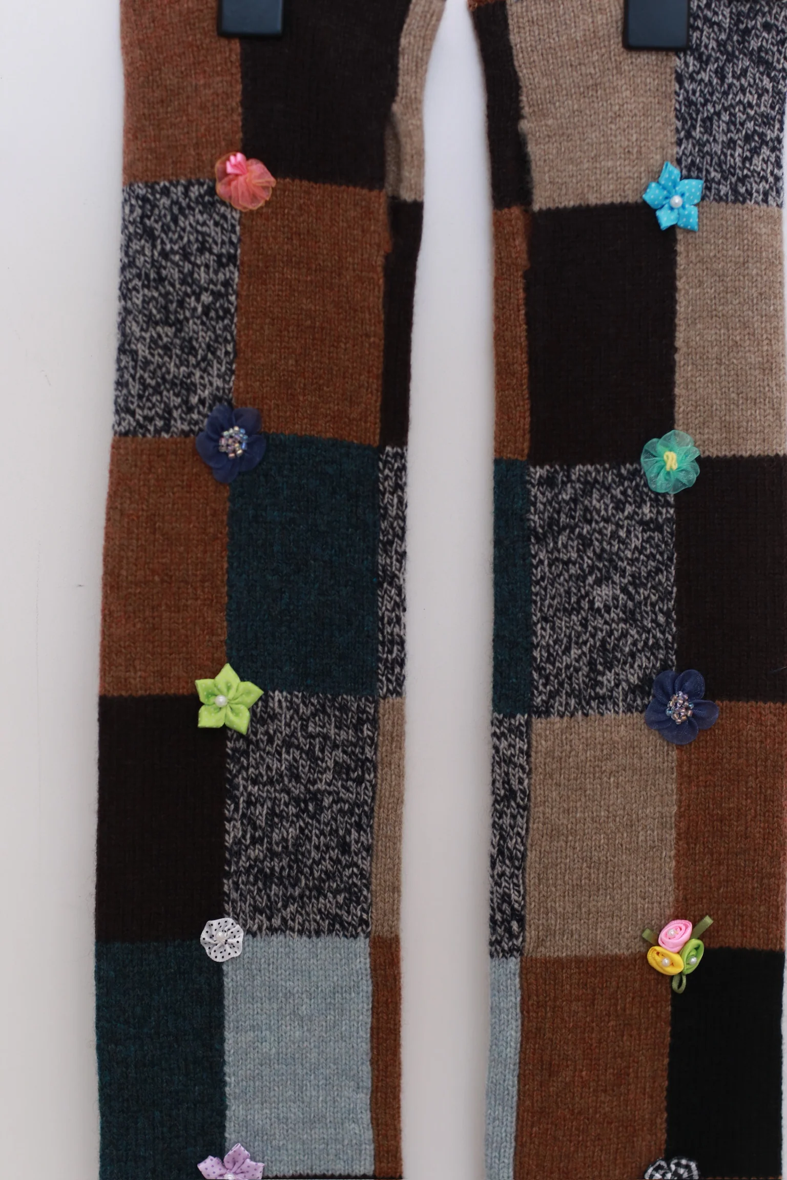 YANYAN KNITS 24 Autumn and Winter Plaid Ribbon Arm Warmer YYK-YYW24-1811-KF Plaid - Image 3