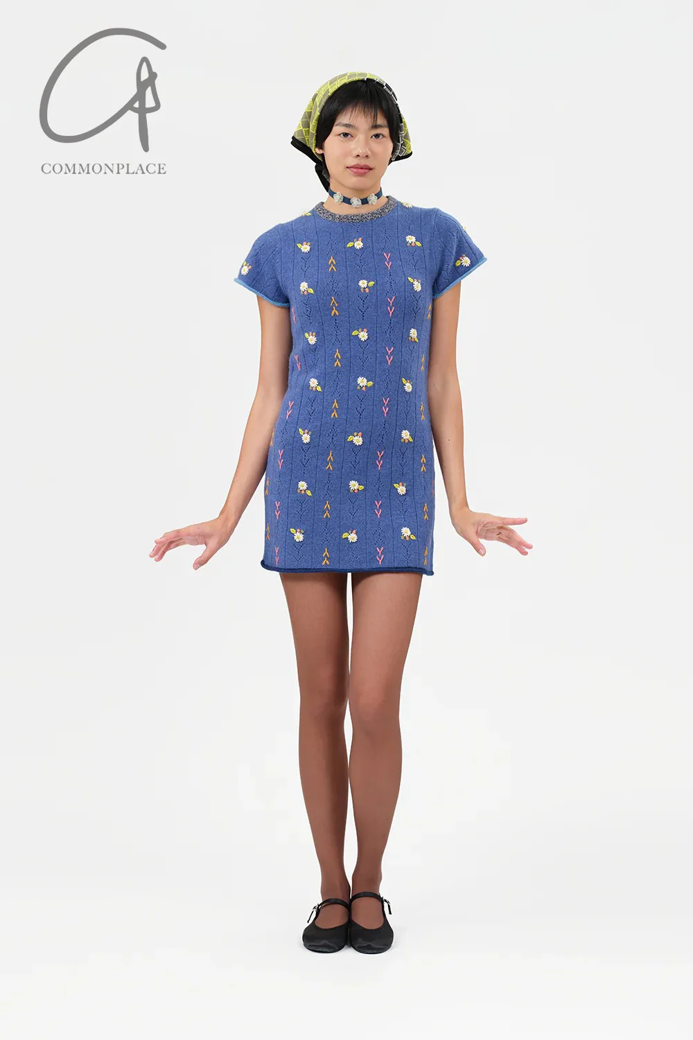 YANYAN KNITS 24 Autumn and Winter Short Sleeve Dress YYK-YYW24-0022-LAN Blue - Image 3