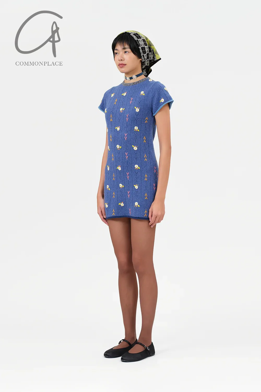 YANYAN KNITS 24 Autumn and Winter Short Sleeve Dress YYK-YYW24-0022-LAN Blue - Image 4