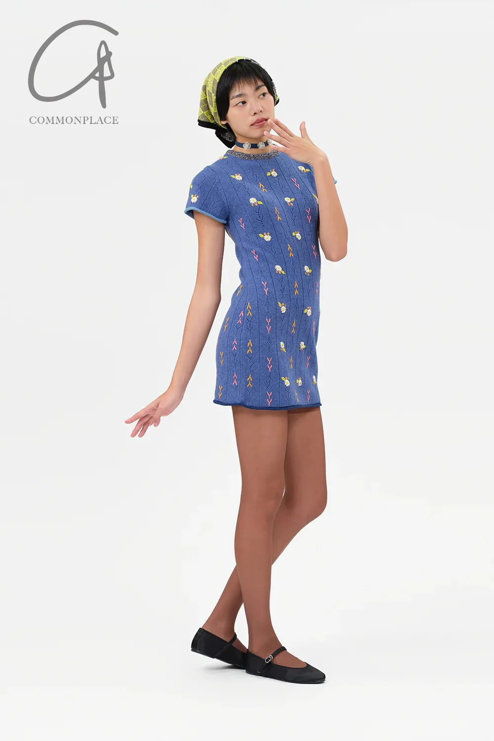 YANYAN KNITS 24 Autumn and Winter Short Sleeve Dress YYK-YYW24-0022-LAN Blue - Image 5