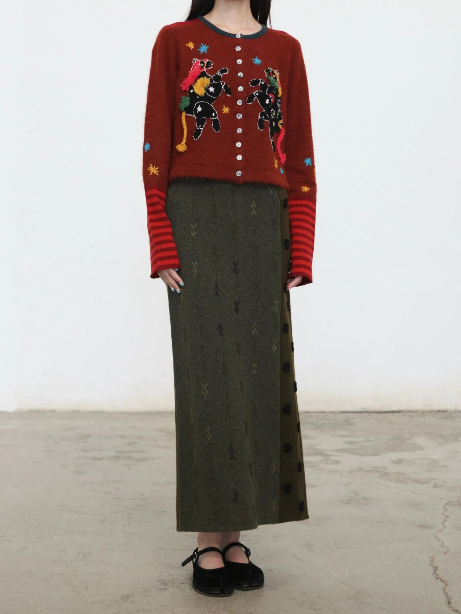YANYAN KNITS 25 Autumn/Winter Crew Neck Button-Up Cardigan Short Jacket YYK-YYW25-2521-HONG Red - Image 3