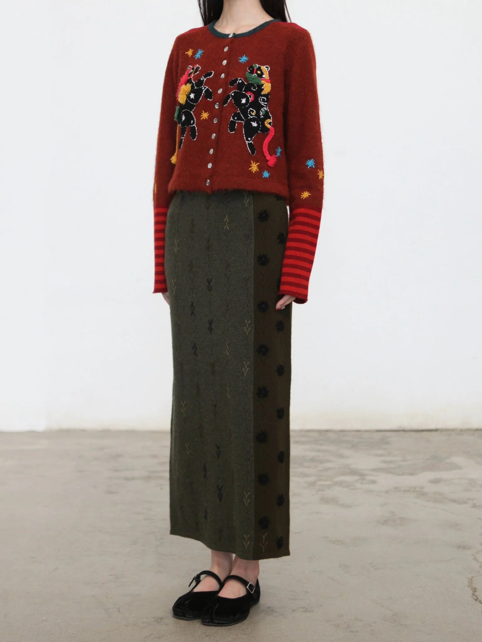 YANYAN KNITS 25 Autumn/Winter Crew Neck Button-Up Cardigan Short Jacket YYK-YYW25-2521-HONG Red - Image 5