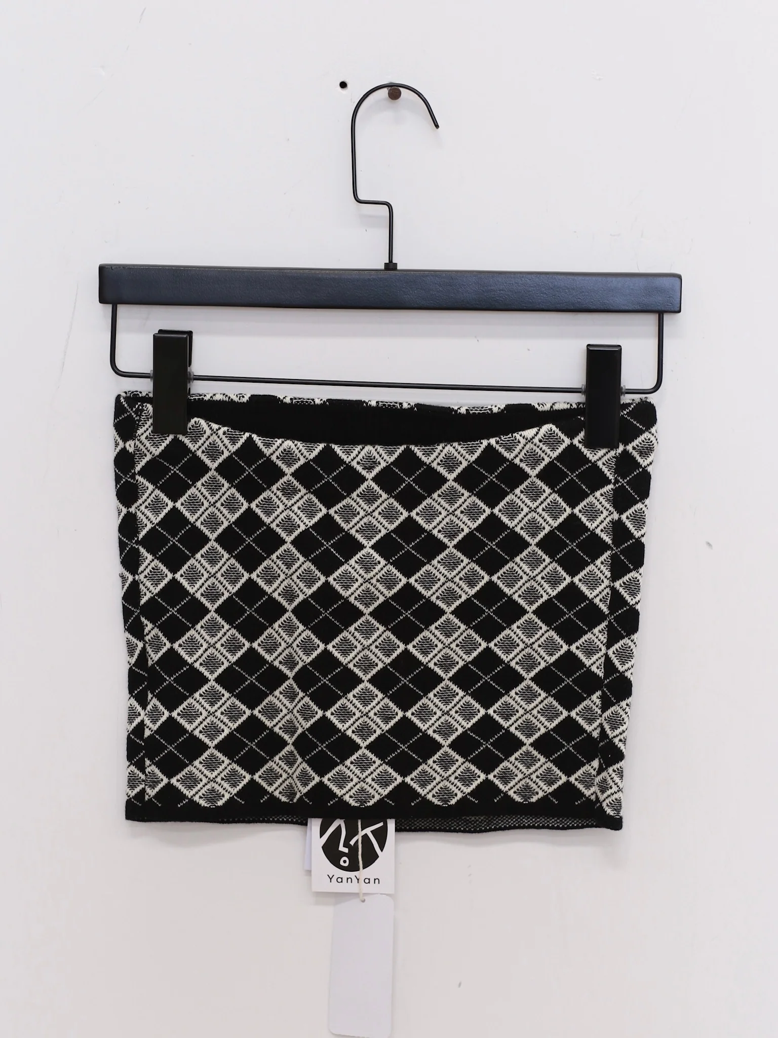 YANYAN KNITS 25 Spring/Summer ARGYLE Bandeau/Mini Skirt with Flowers YYK-YYW25-0291-HB Bandeau - Image 4