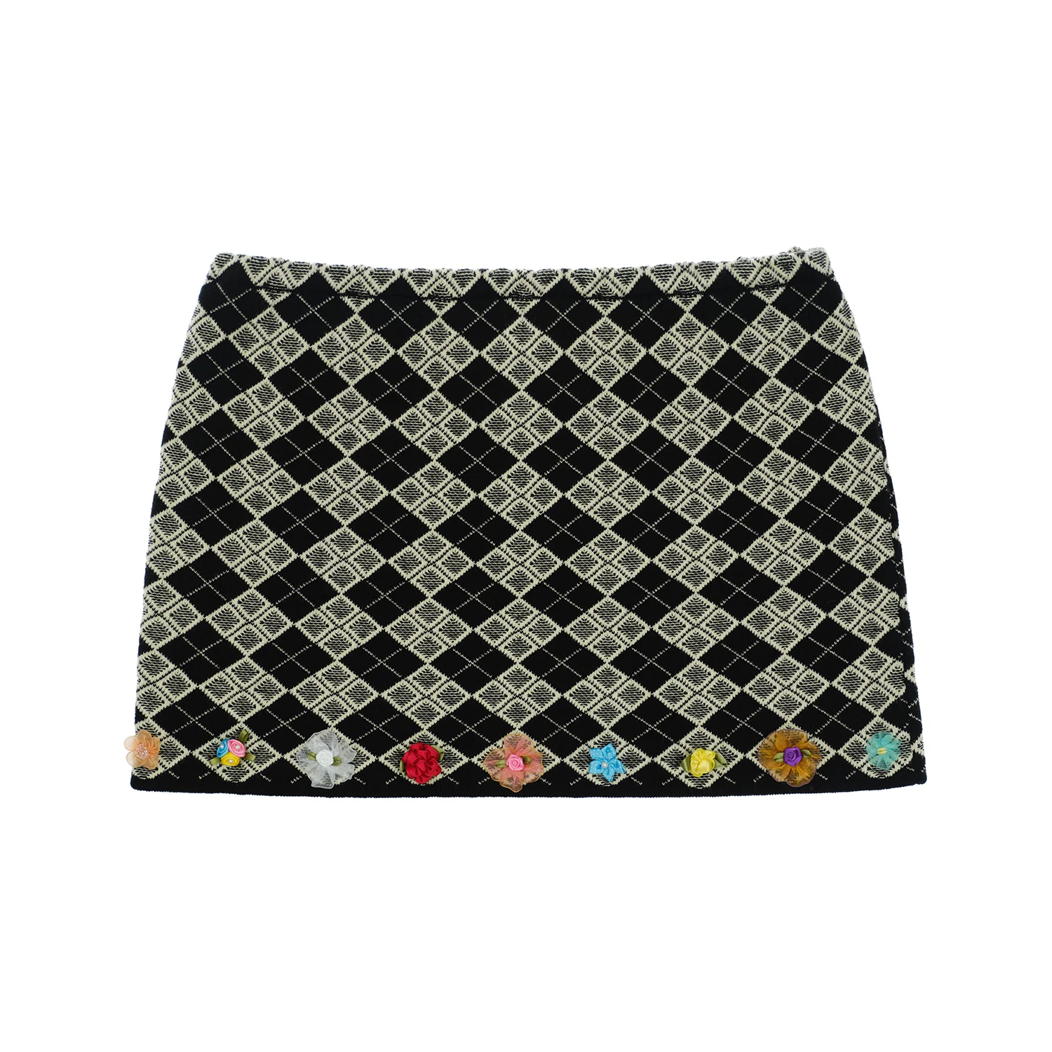 YANYAN KNITS 25 Spring/Summer ARGYLE Bandeau/Mini Skirt with Flowers YYK-YYW25-0781-HB Skirt - Image 5