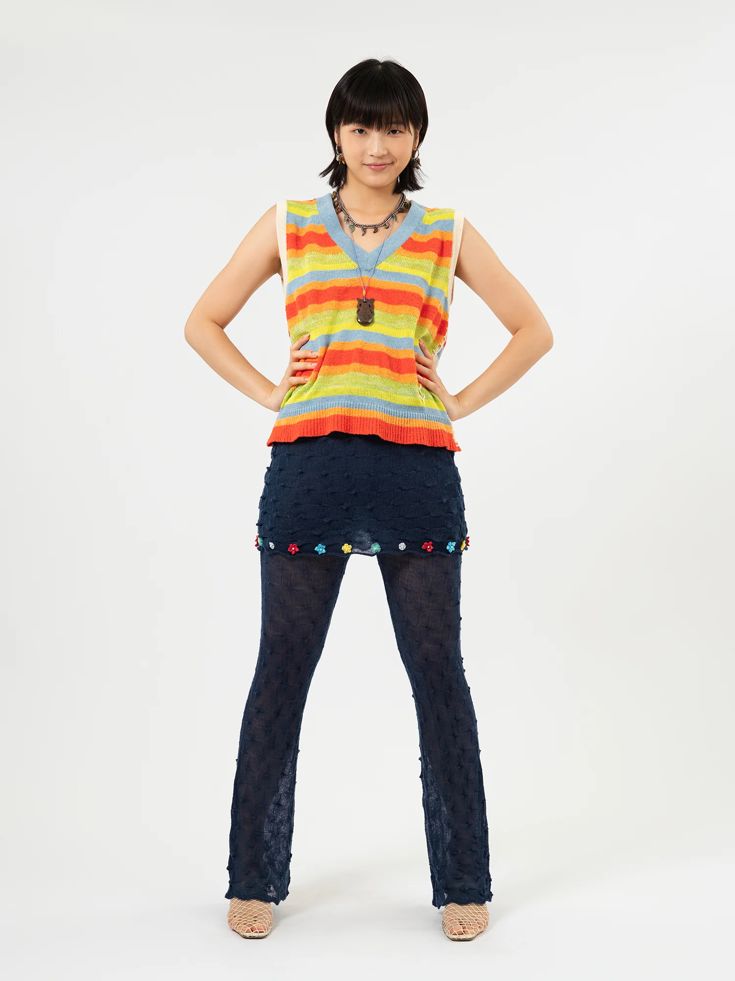 YANYAN KNITS 25 Spring/Summer BOLOR Trousers Skirt YYK-YYW25-0102-ZQ Navy - Image 5