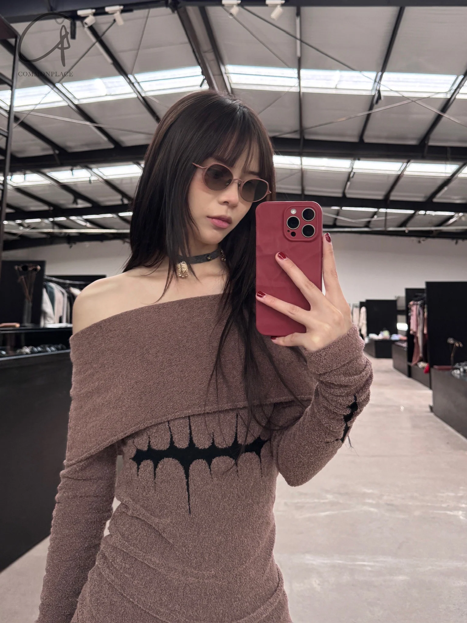 YANYAN KNITS Cotton necklace with stone and charm YYK-YYW24-1832A-PINSE-F Colorblock YYK-YYW24-1851 - Image 4