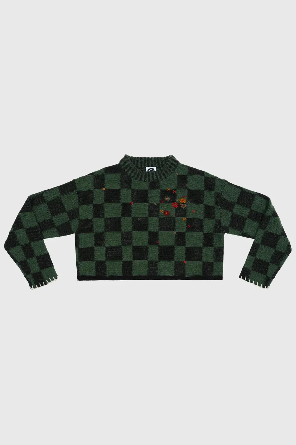 YANYAN KNITS Fall/Winter 2025: Wool plaid cropped sweater/mid-length skirt set YYK-YYW25-2021-GW (Sweater) - Image 10